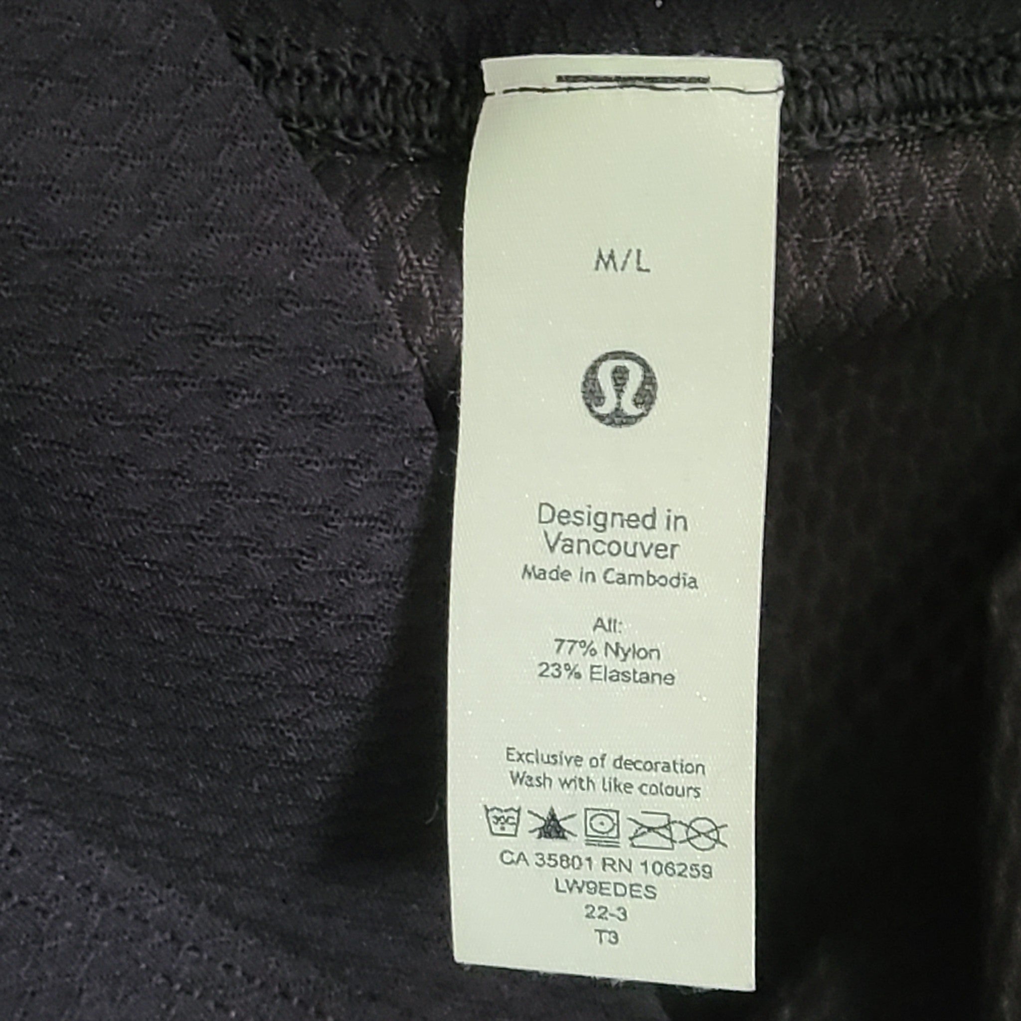Lululemon Women's Pull-On Style Hijab W9EDES Stretch Breathable Black Sz M/L