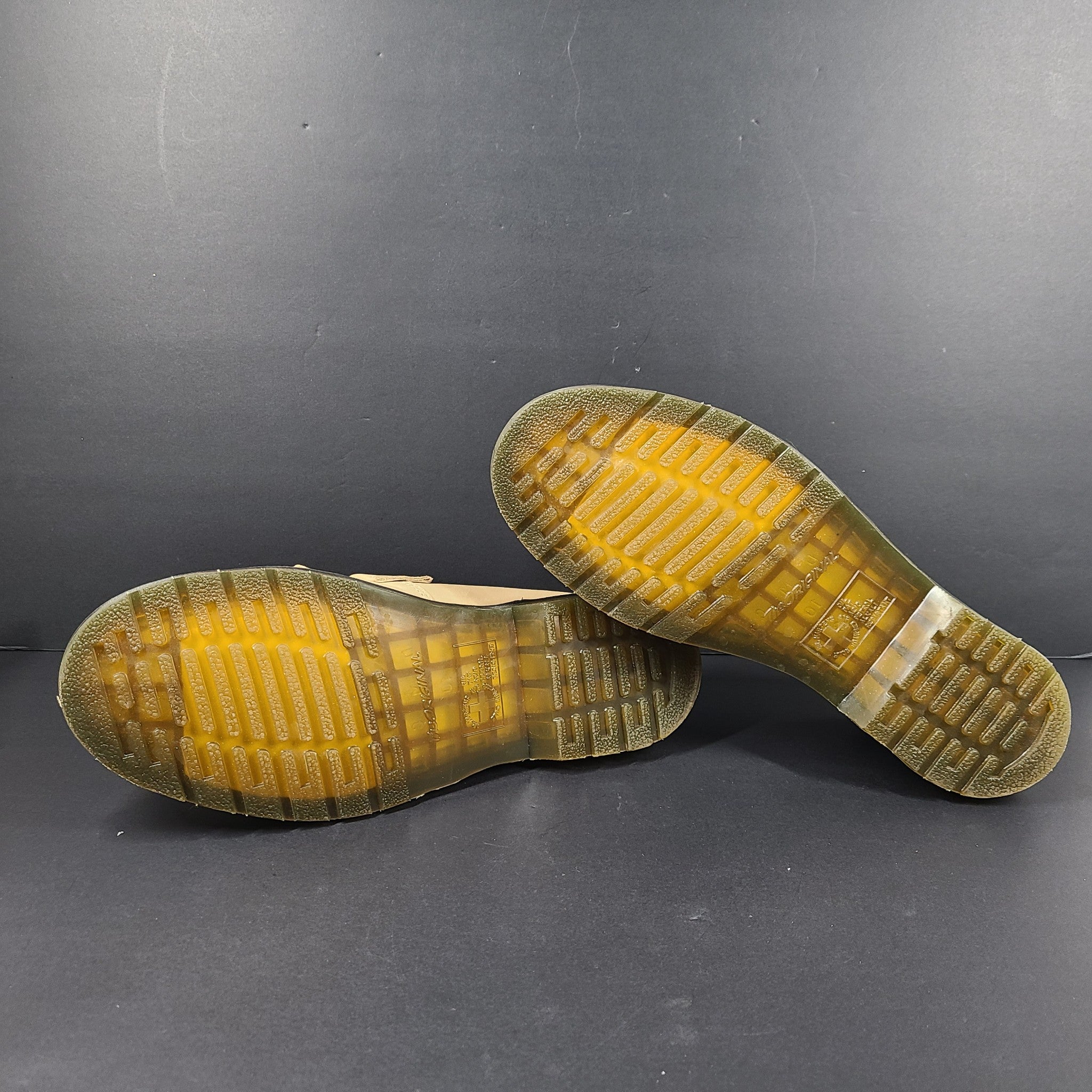 Dr. Martens Adrian Yellow Stitch Leather Tassel Loafers Shoes Beige Taupe Sz 11