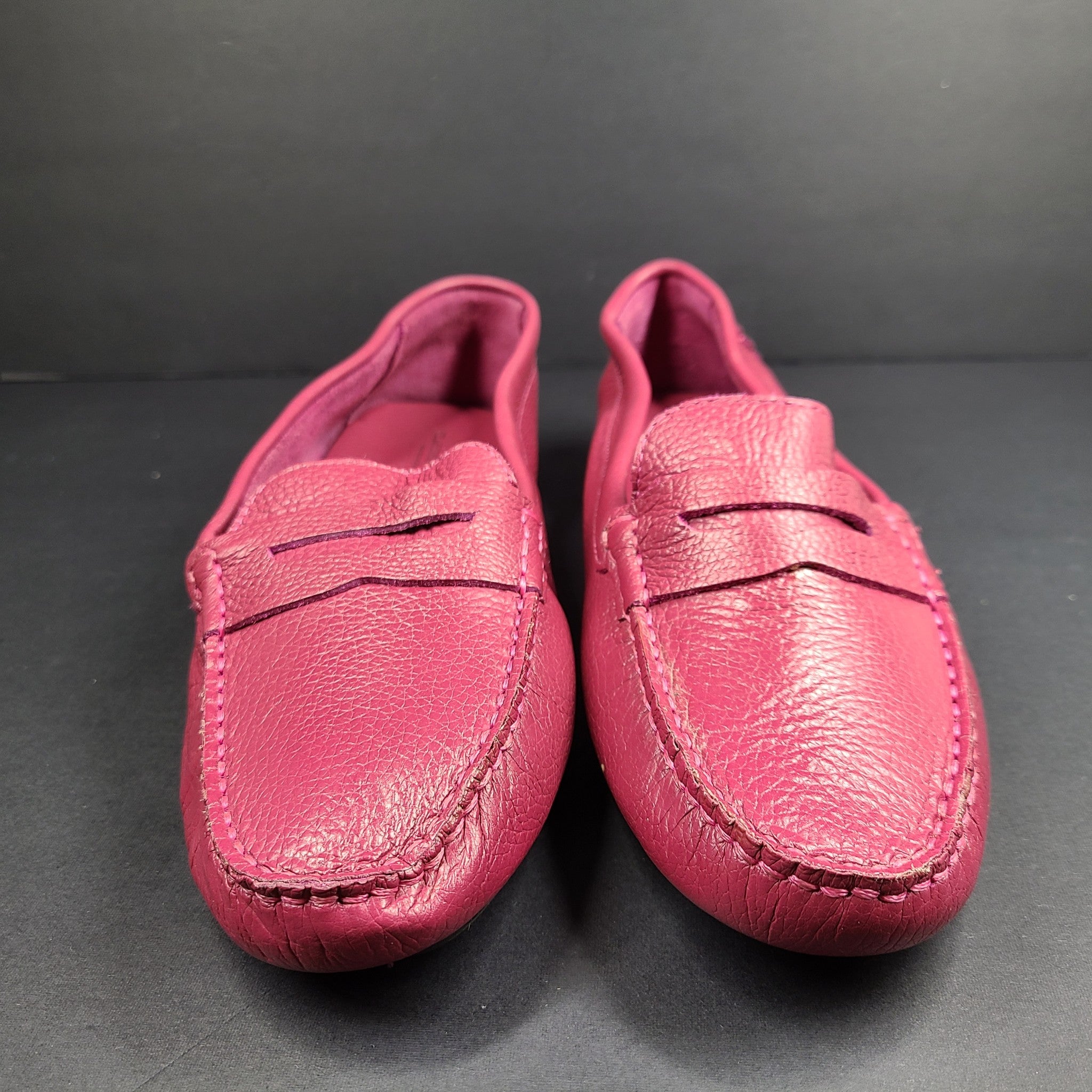 Claudio De Lorena Women's Loafers Leather Shoes Moccasin Magenta Sz 9M