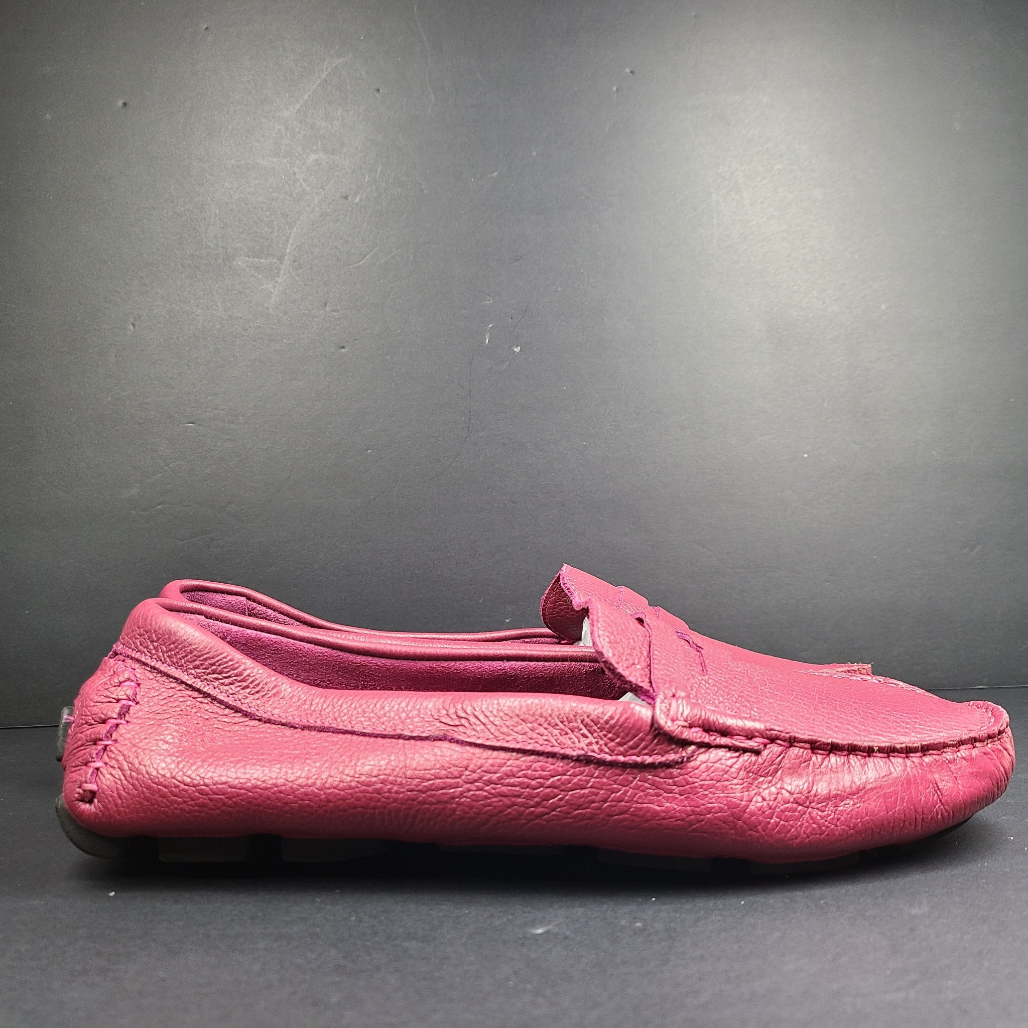 Claudio De Lorena Women's Loafers Leather Shoes Moccasin Magenta Sz 9M