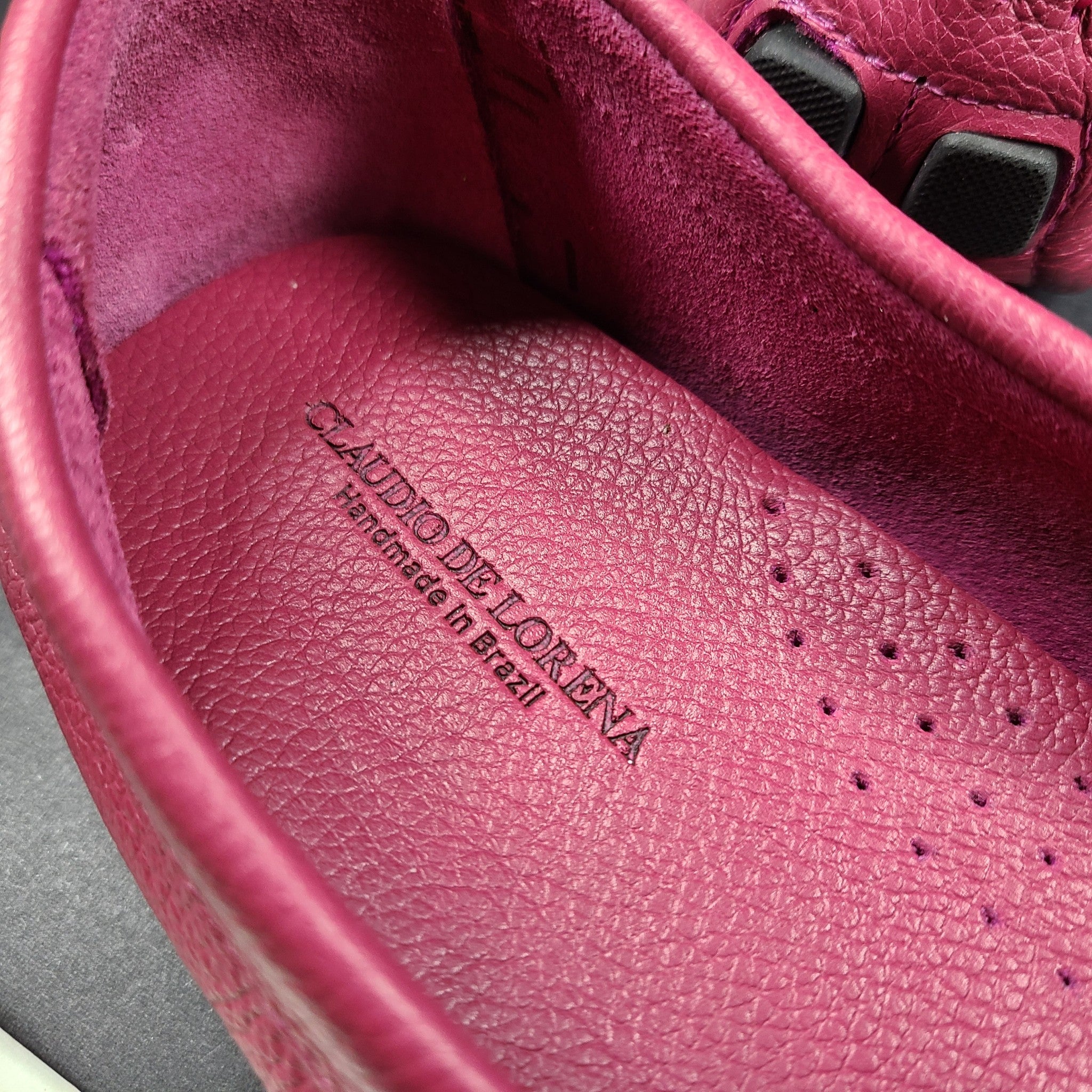 Claudio De Lorena Women's Loafers Leather Shoes Moccasin Magenta Sz 9M