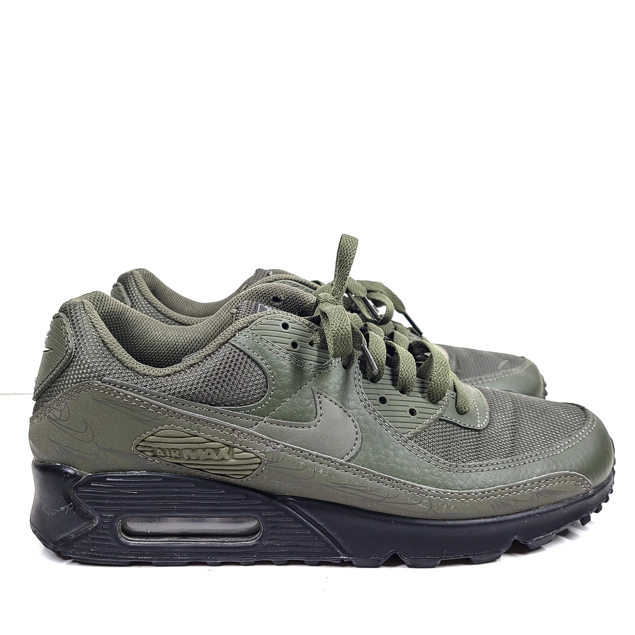 Nike Men's Air Max 90 Shoes Running Sneakers DZ4504-300 Olive Reflective Sz 9.5
