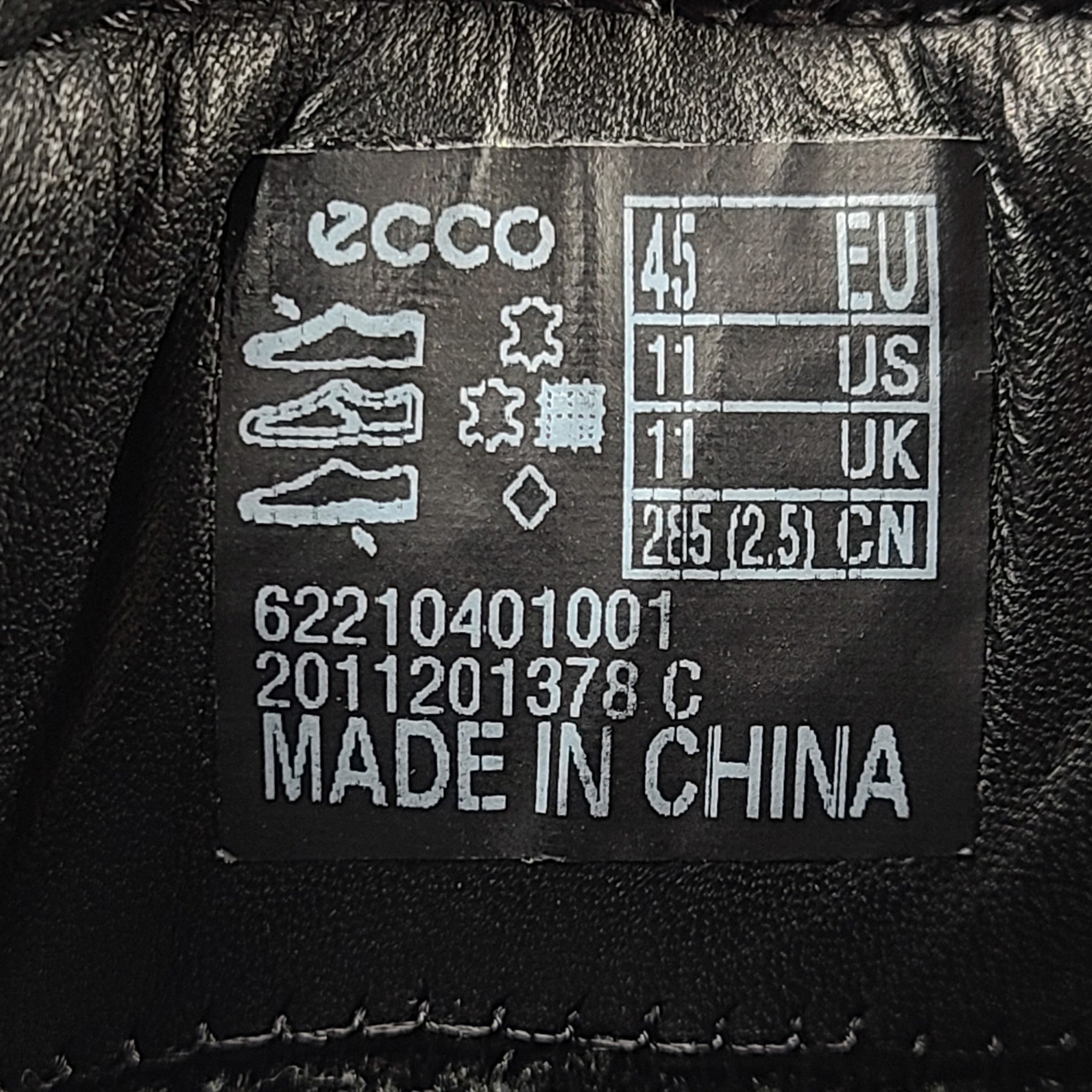 ECCO Men's Square Toe Leather Oxford Dress Shoes Black Sz 11