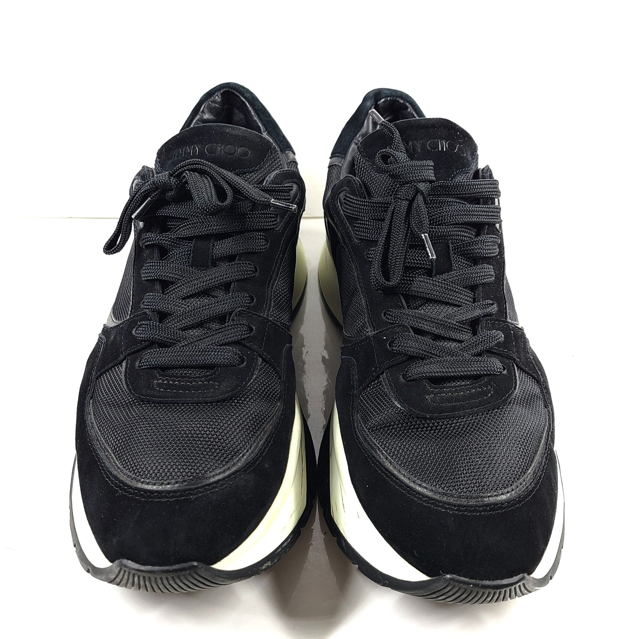 Jimmy Choo Men's Raine Leather Sneakers Trainers Black Sz 47 / 13