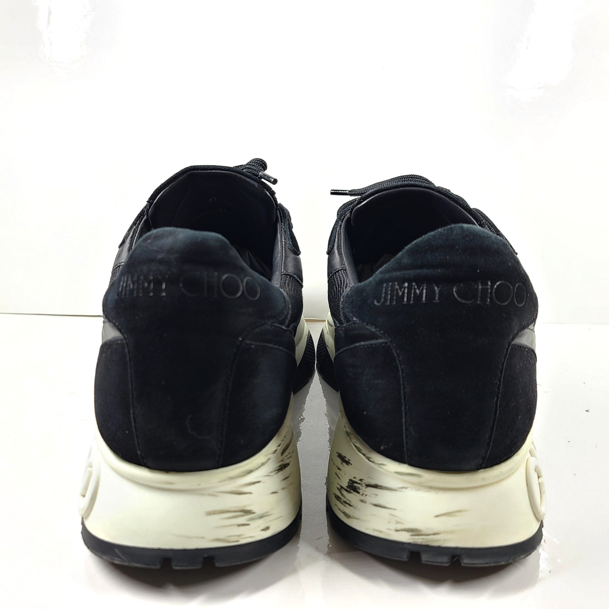 Jimmy Choo Men's Raine Leather Sneakers Trainers Black Sz 47 / 13