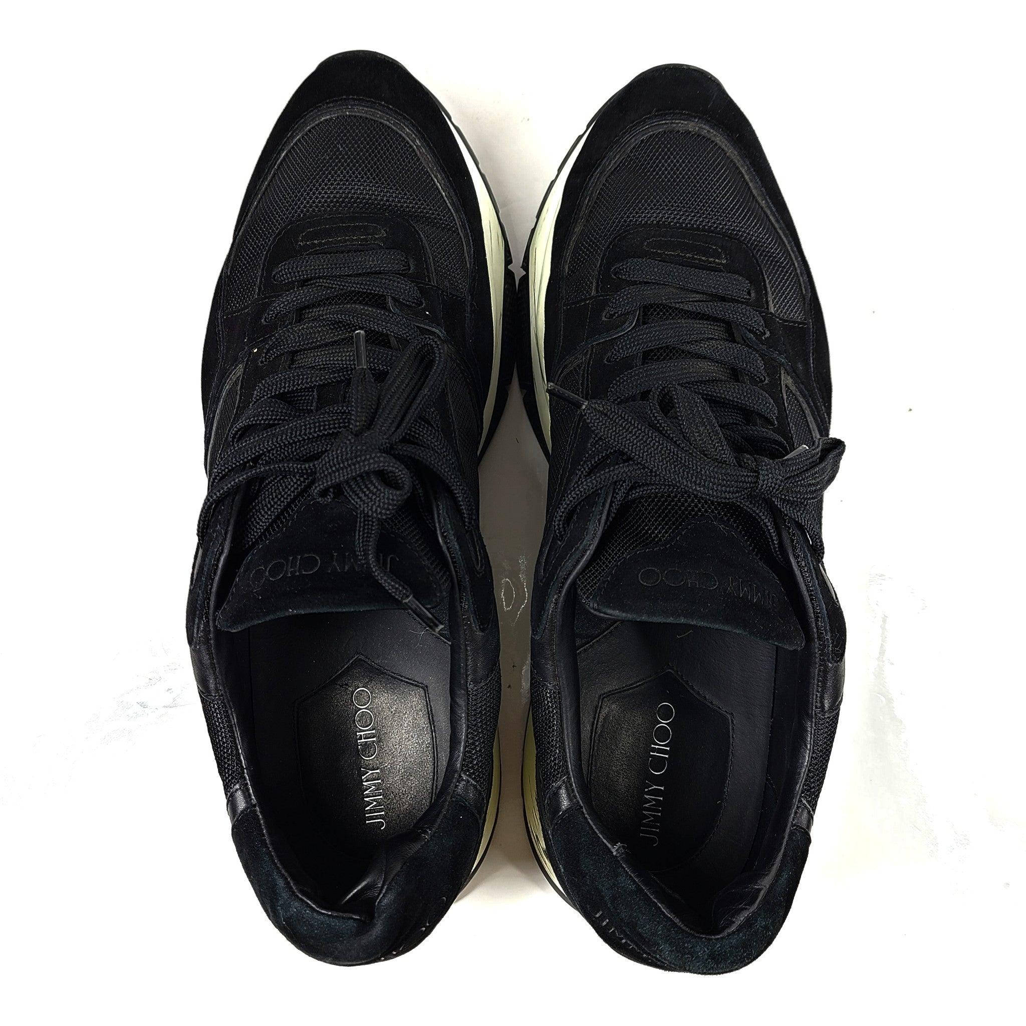 Jimmy Choo Men's Raine Leather Sneakers Trainers Black Sz 47 / 13