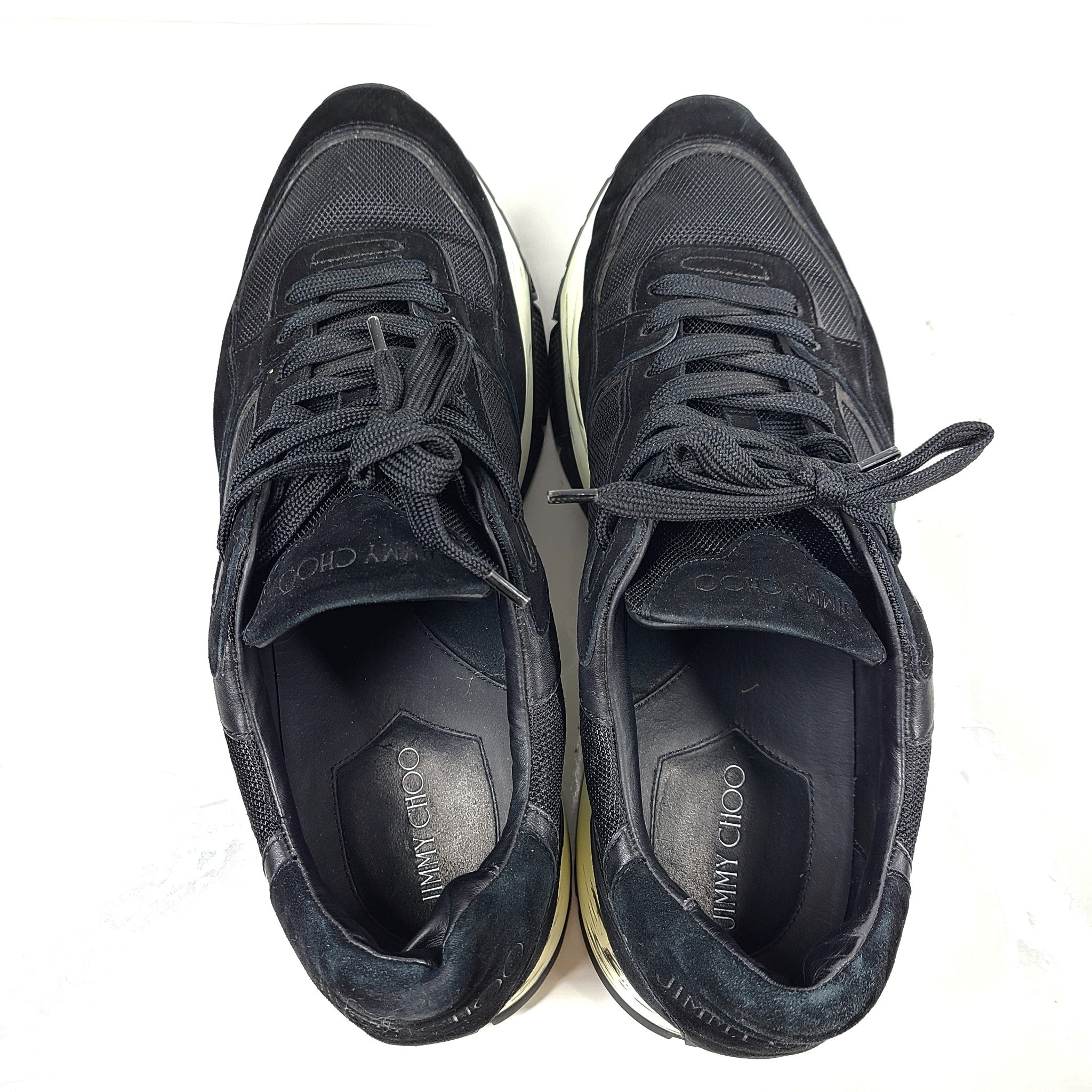Jimmy Choo Men's Raine Leather Sneakers Trainers Black Sz 47 / 13