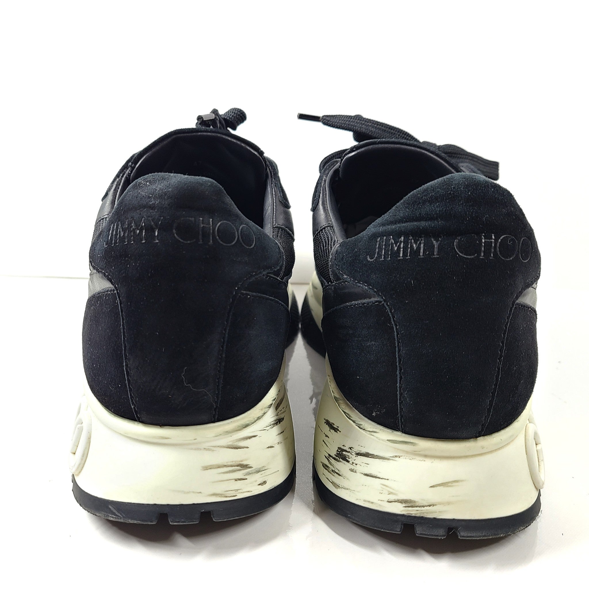 Jimmy Choo Men's Raine Leather Sneakers Trainers Black Sz 47 / 13