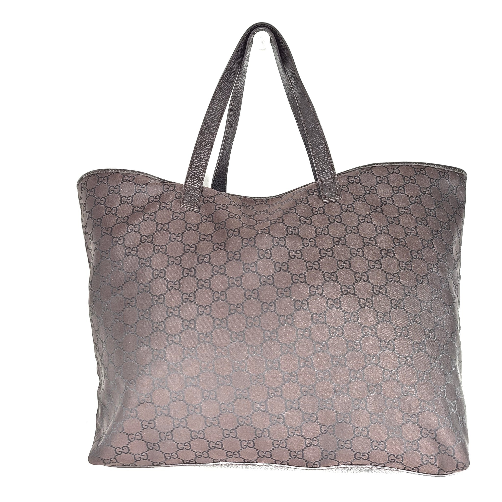 Gucci Nylon Monogram Interlocking G Tote GG Bag 257245 Dark Brown