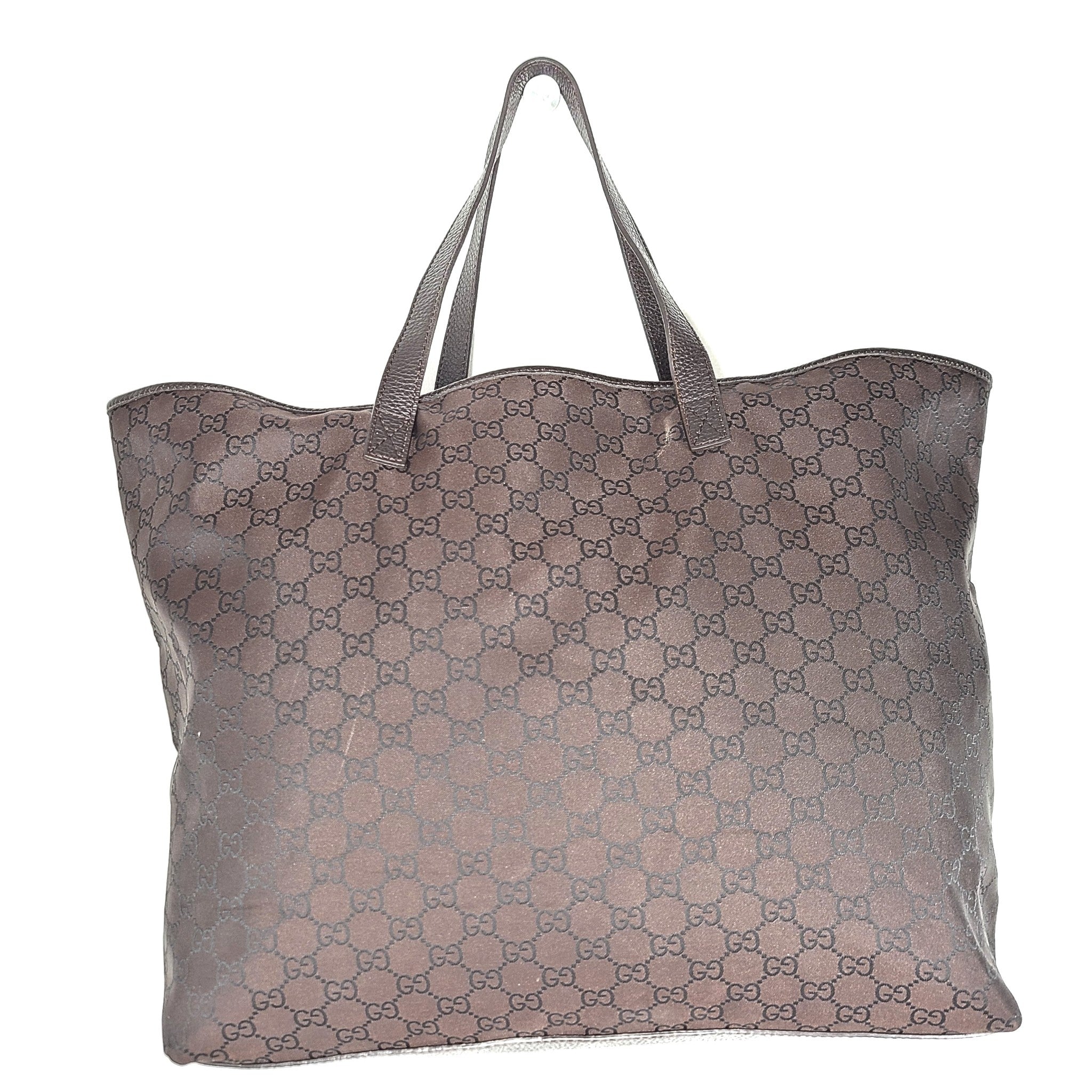 Gucci Nylon Monogram Interlocking G Tote GG Bag 257245 Dark Brown