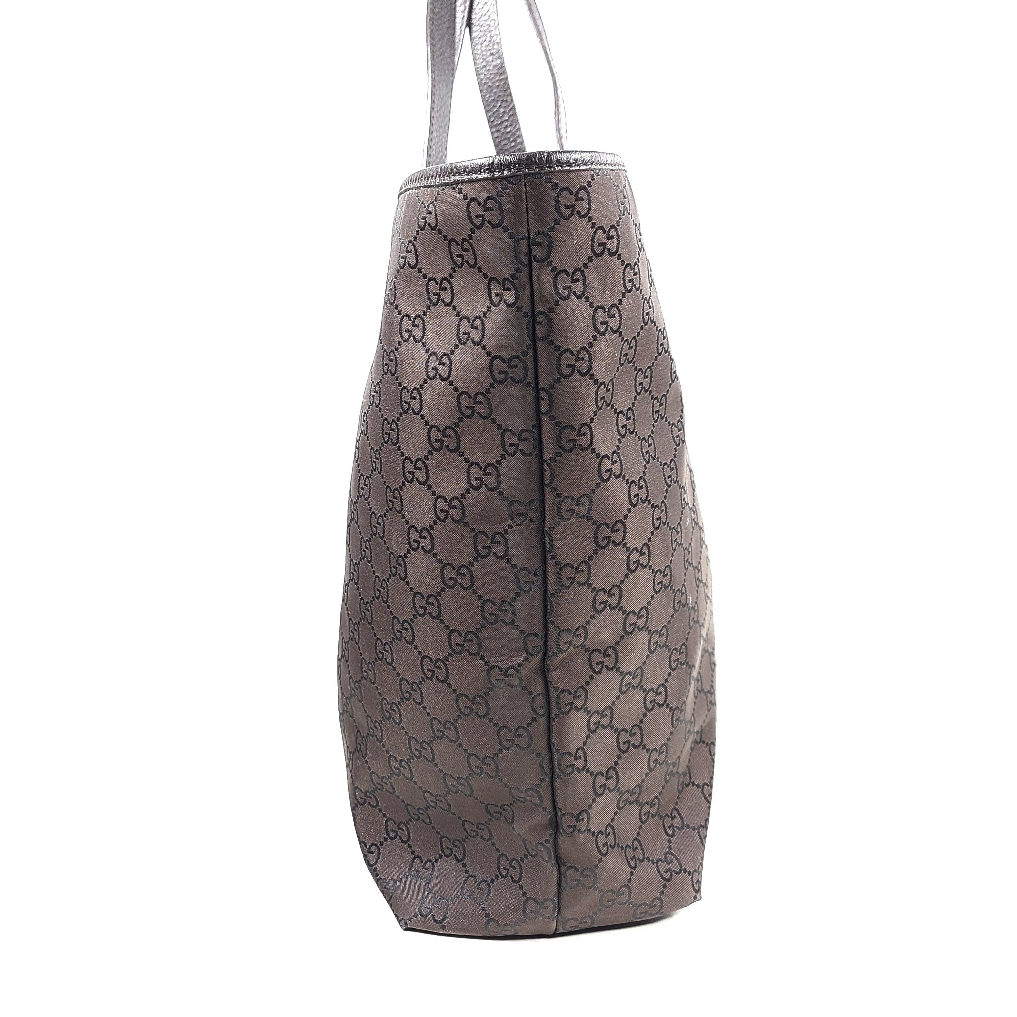 Gucci Nylon Monogram Interlocking G Tote GG Bag 257245 Dark Brown