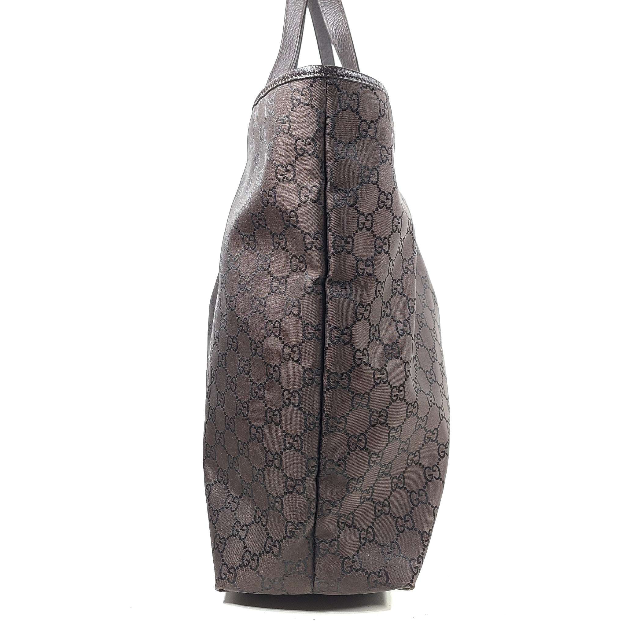 Gucci Nylon Monogram Interlocking G Tote GG Bag 257245 Dark Brown