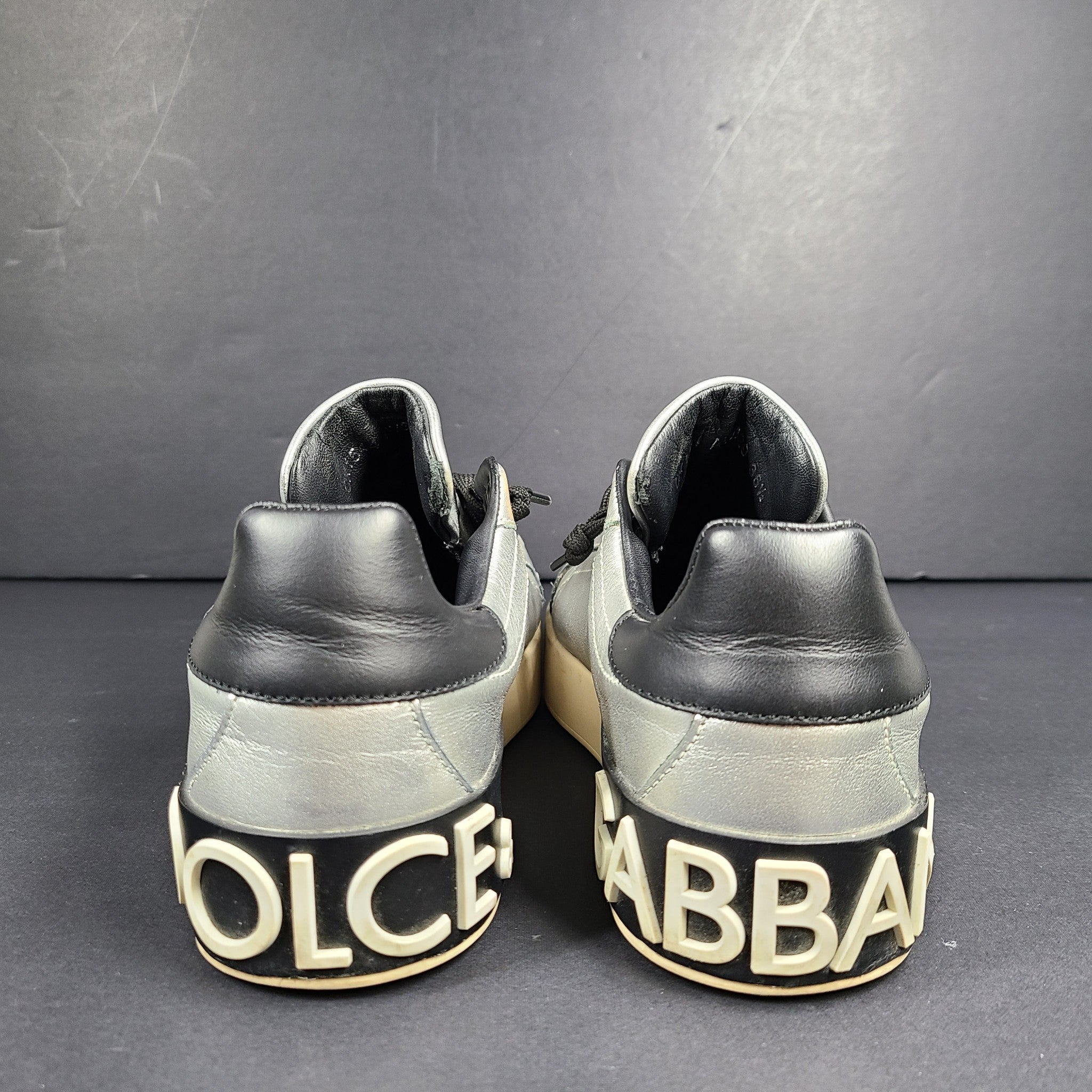 Dolce & Gabbana D&G Women's Silver Portofino Sneakers CK1544 AW329 Sz 6.5