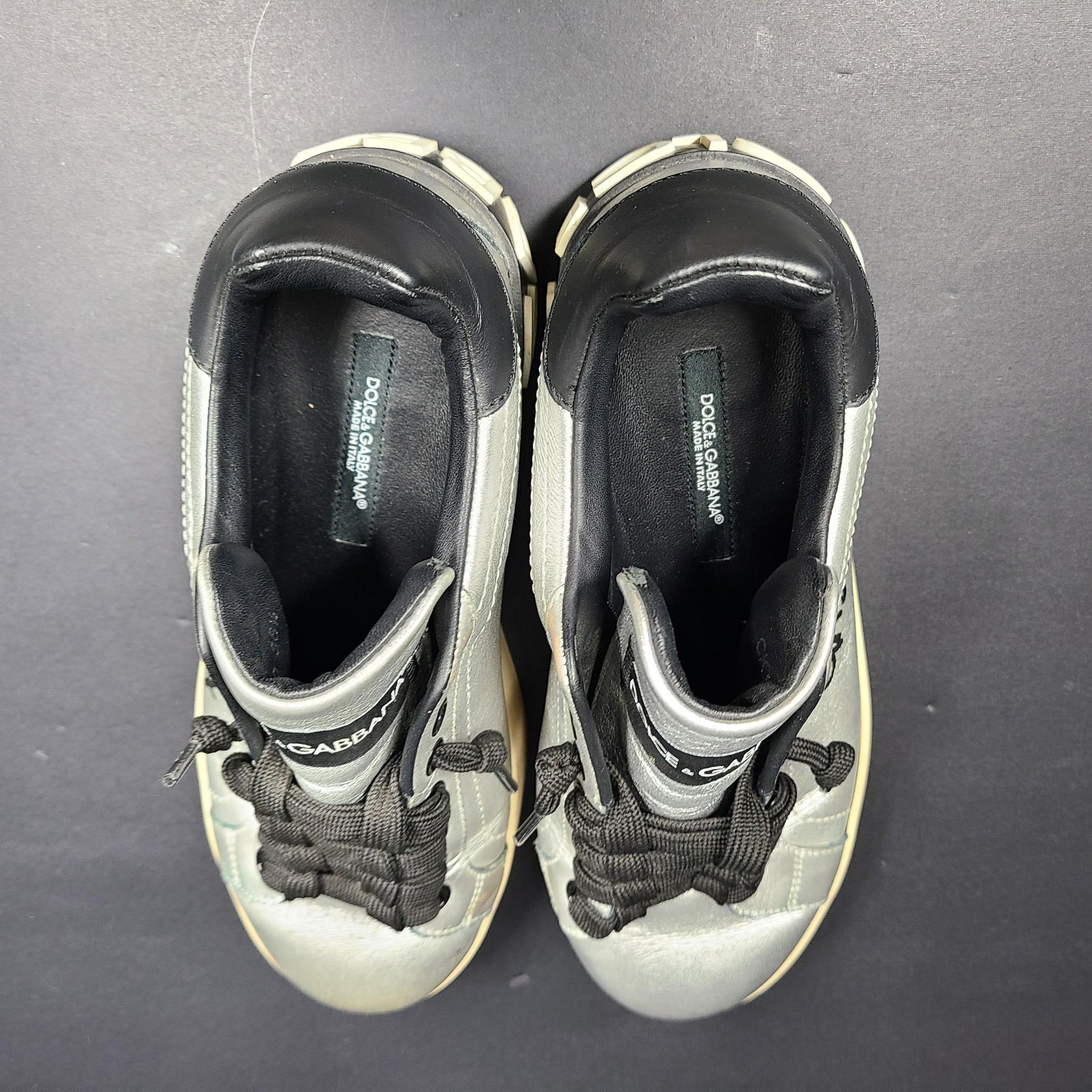 Dolce & Gabbana D&G Women's Silver Portofino Sneakers CK1544 AW329 Sz 6.5