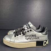 Dolce & Gabbana D&G Women's Silver Portofino Sneakers CK1544 AW329 Sz 6.5