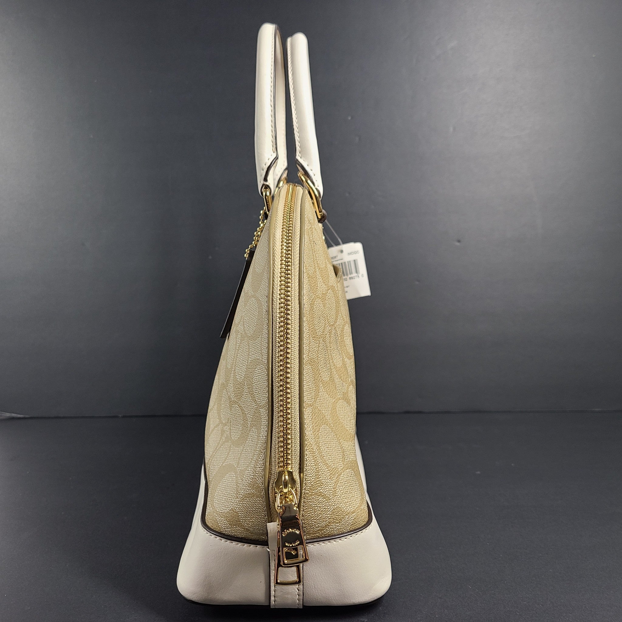 Coach Sierra Satchel In Signature Canvas Leather Handbag Crossbody F58287 Beige