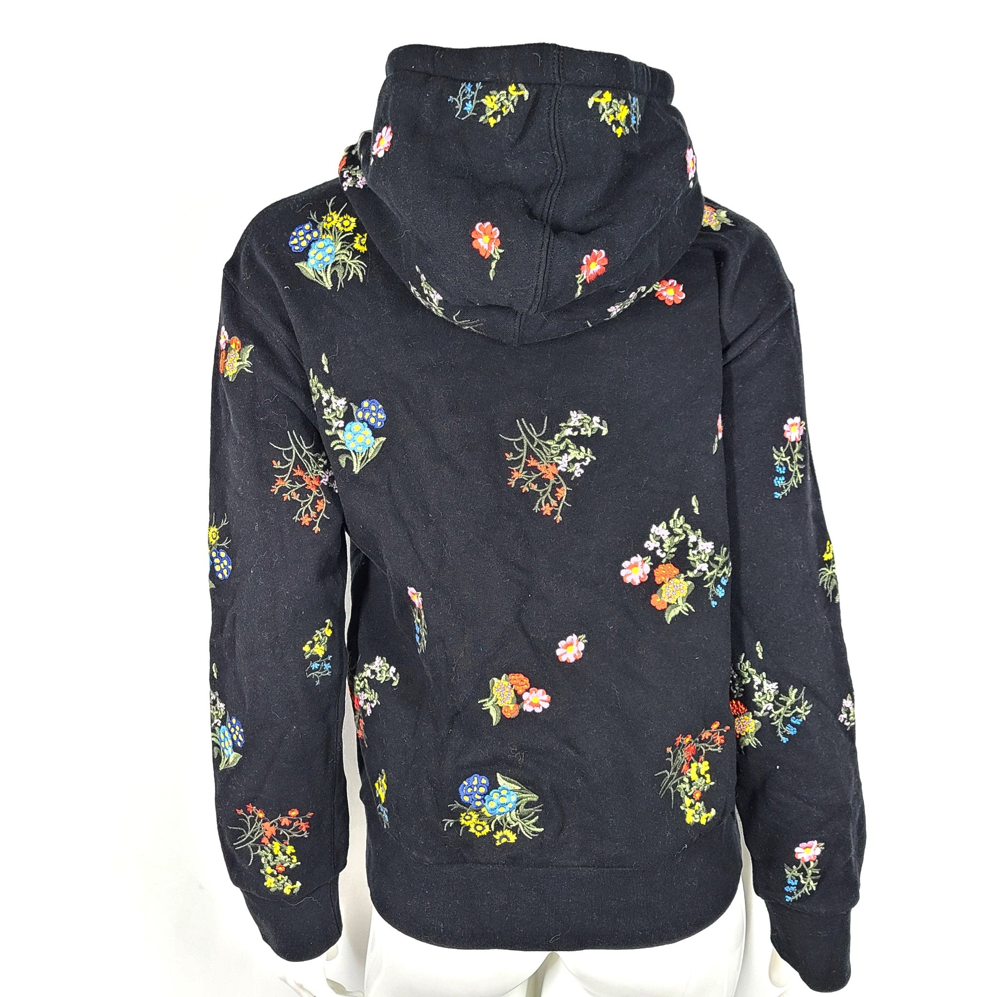 RARE Erdem x H&M Women's Hoodie Floral Flower Embroidery Black Sz XS