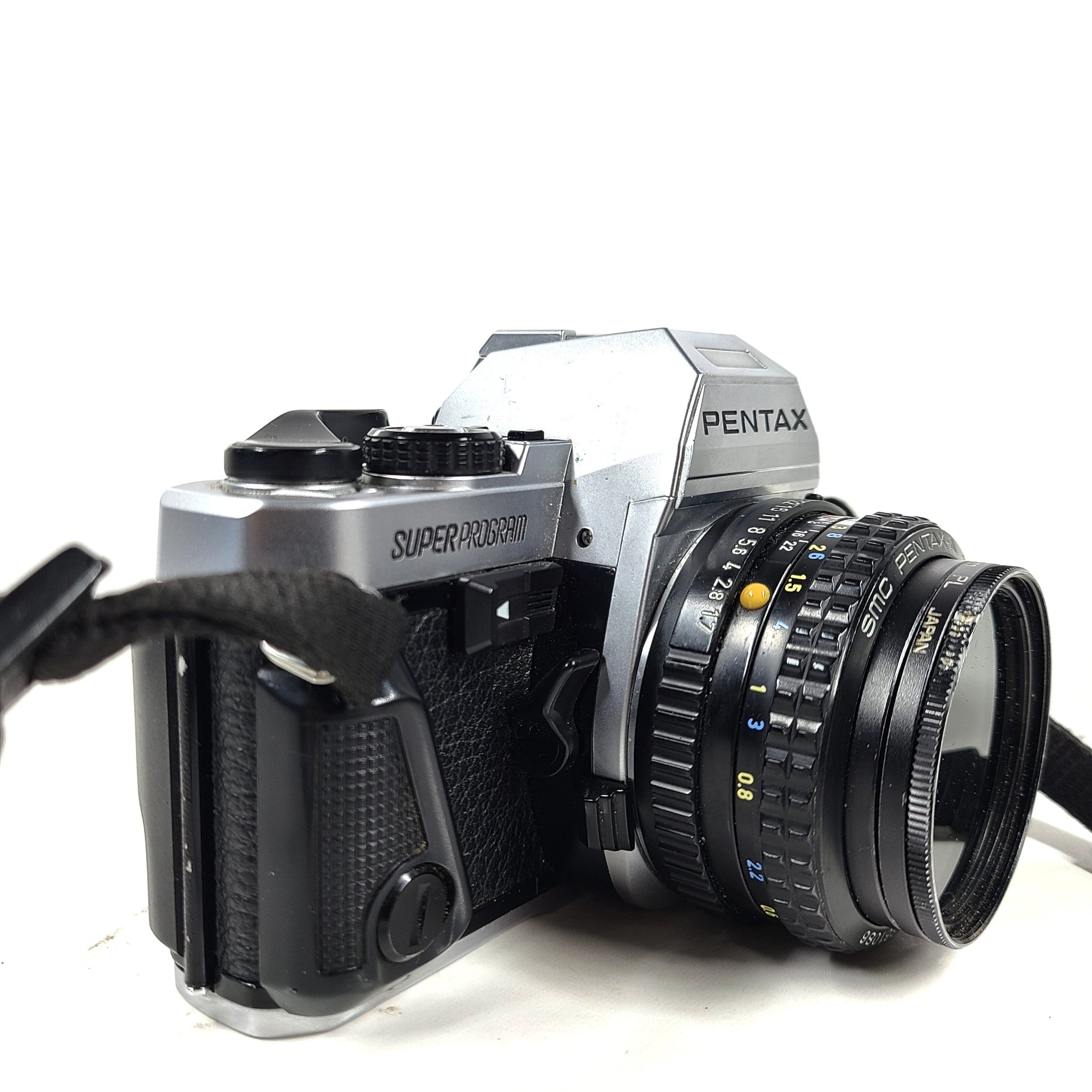 Pentax Super Program 35mm SLR Film Camera + 50mm + Wide Angle + Holster Case