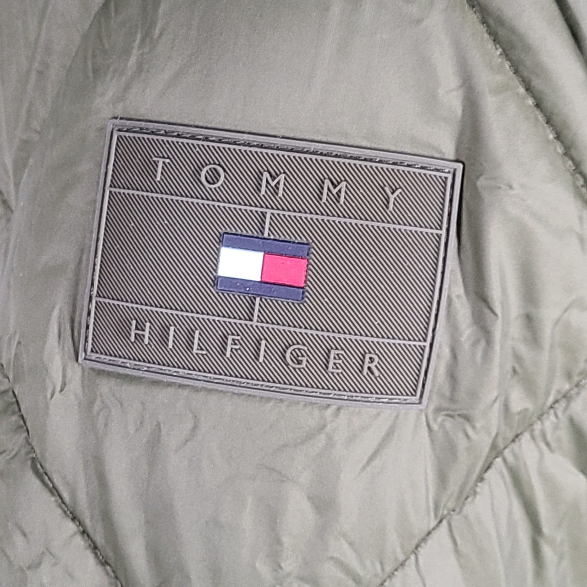 Tommy Hilfiger Men's Hooded Diamond Quilted Jacket Olive Green Sz XS
