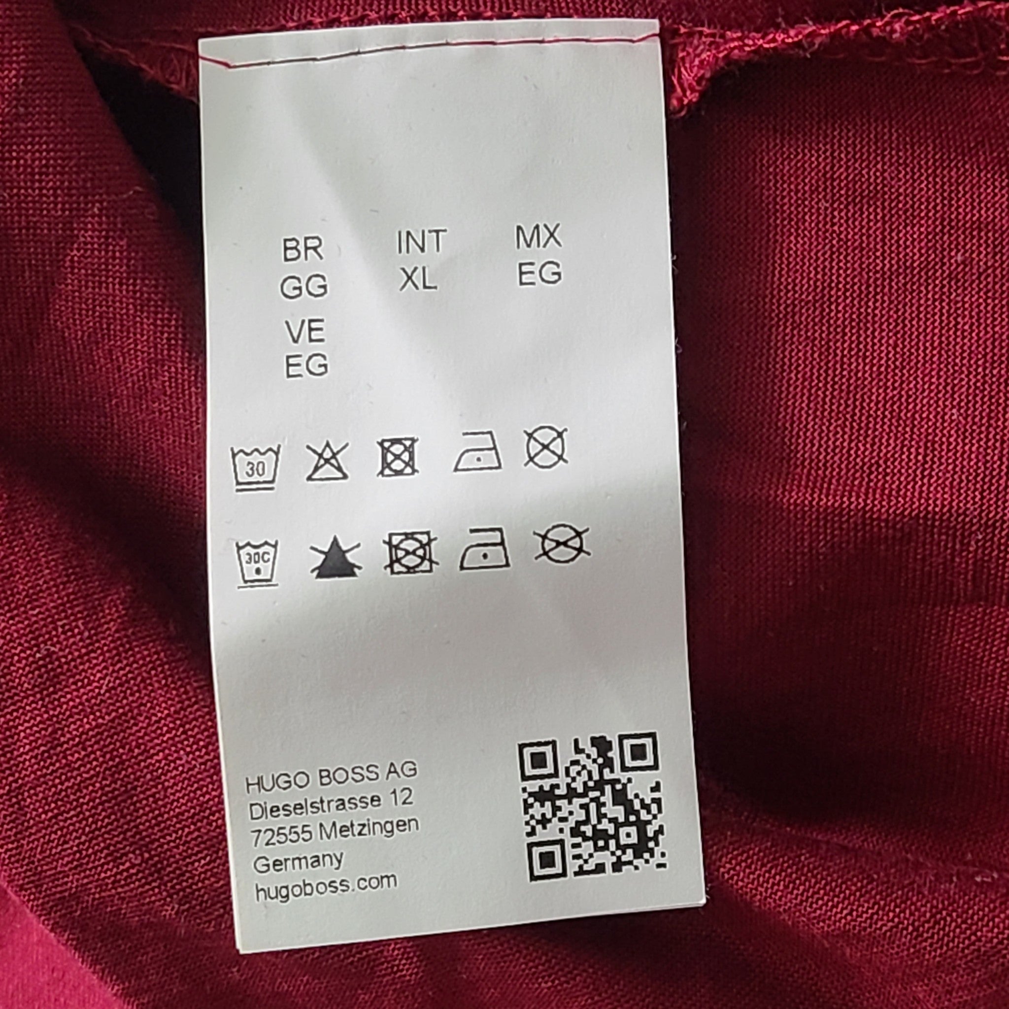 Hugo Boss Tiburt 204 T-Shirt Short Sleeve Crew Neck Cotton Burgundy Sz XL NEW