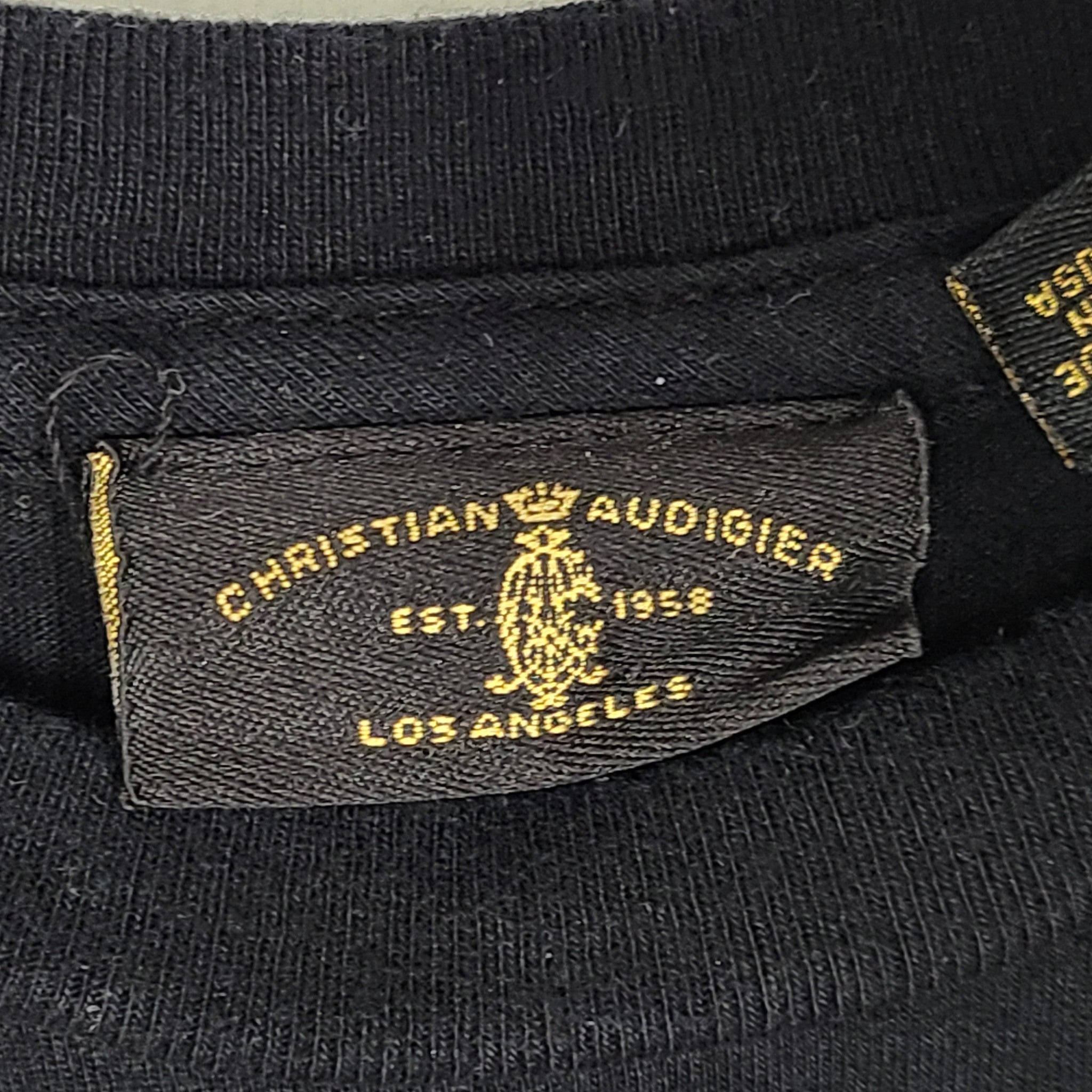 Christian Audigier Men's Graphic Tee Crown Silver Print T-Shirt Black Sz M