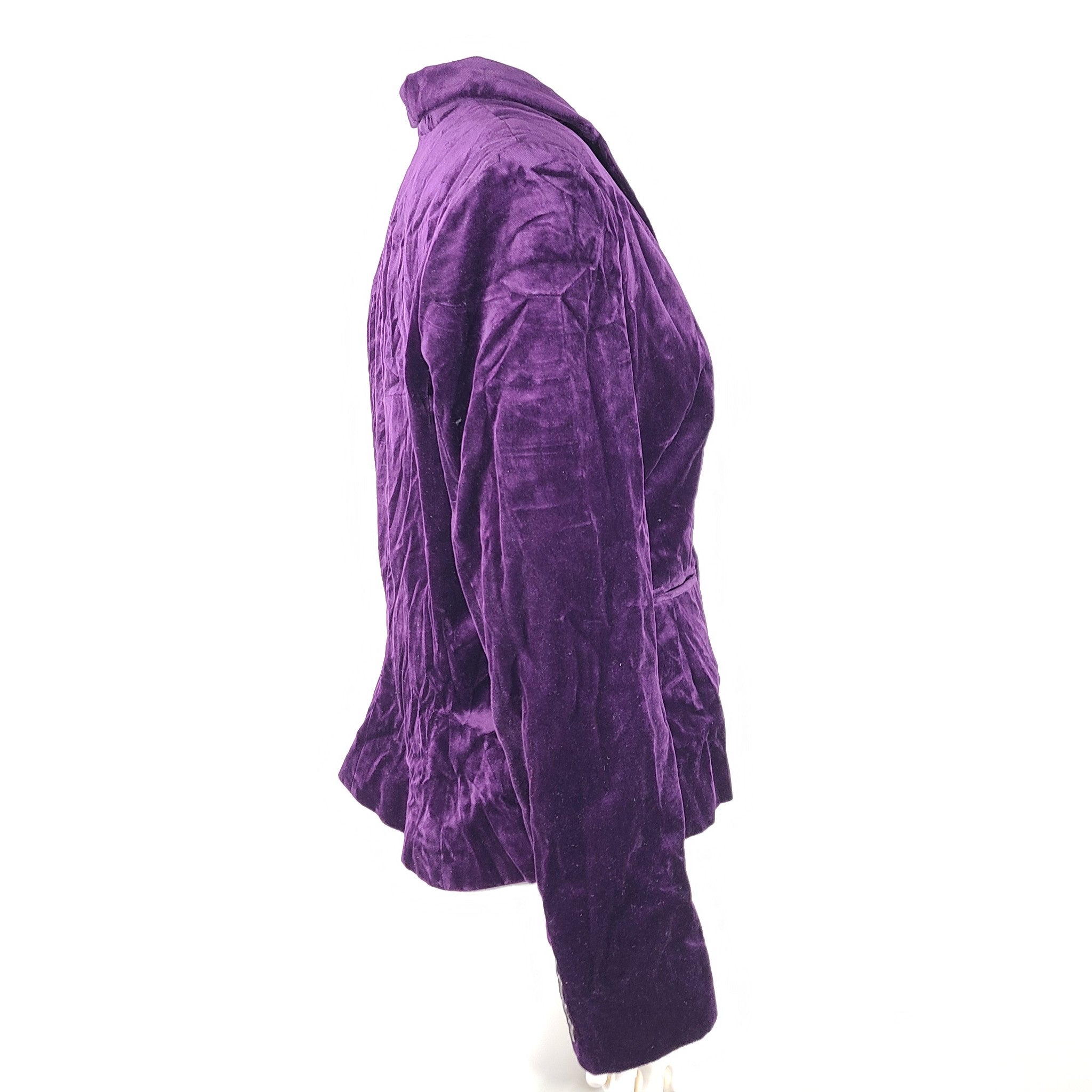 Ralph Lauren Three-Button Lined Velvet Blazer Jacket Elegant Purple Sz 14