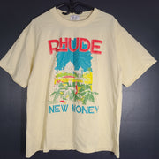 Rhude Men's Windowsill T-Shirt Vintage Tee Crew Neck Yellow Sz L