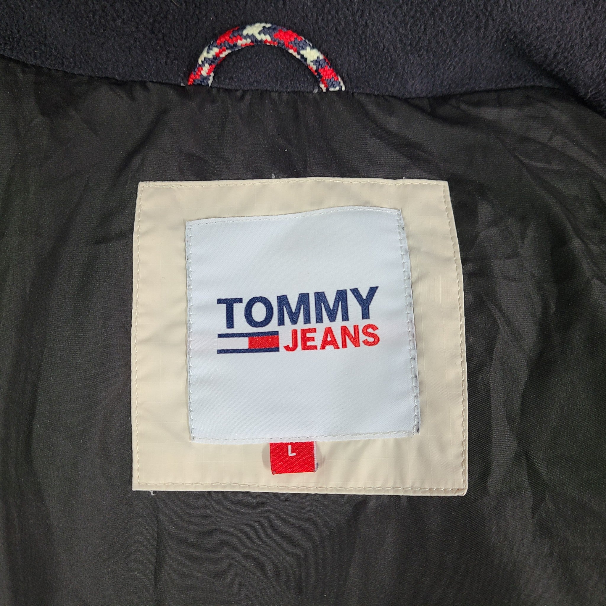Hilfiger Tommy Jeans Men's Essential Down Hooded Puffer Jacket Beige Sz L