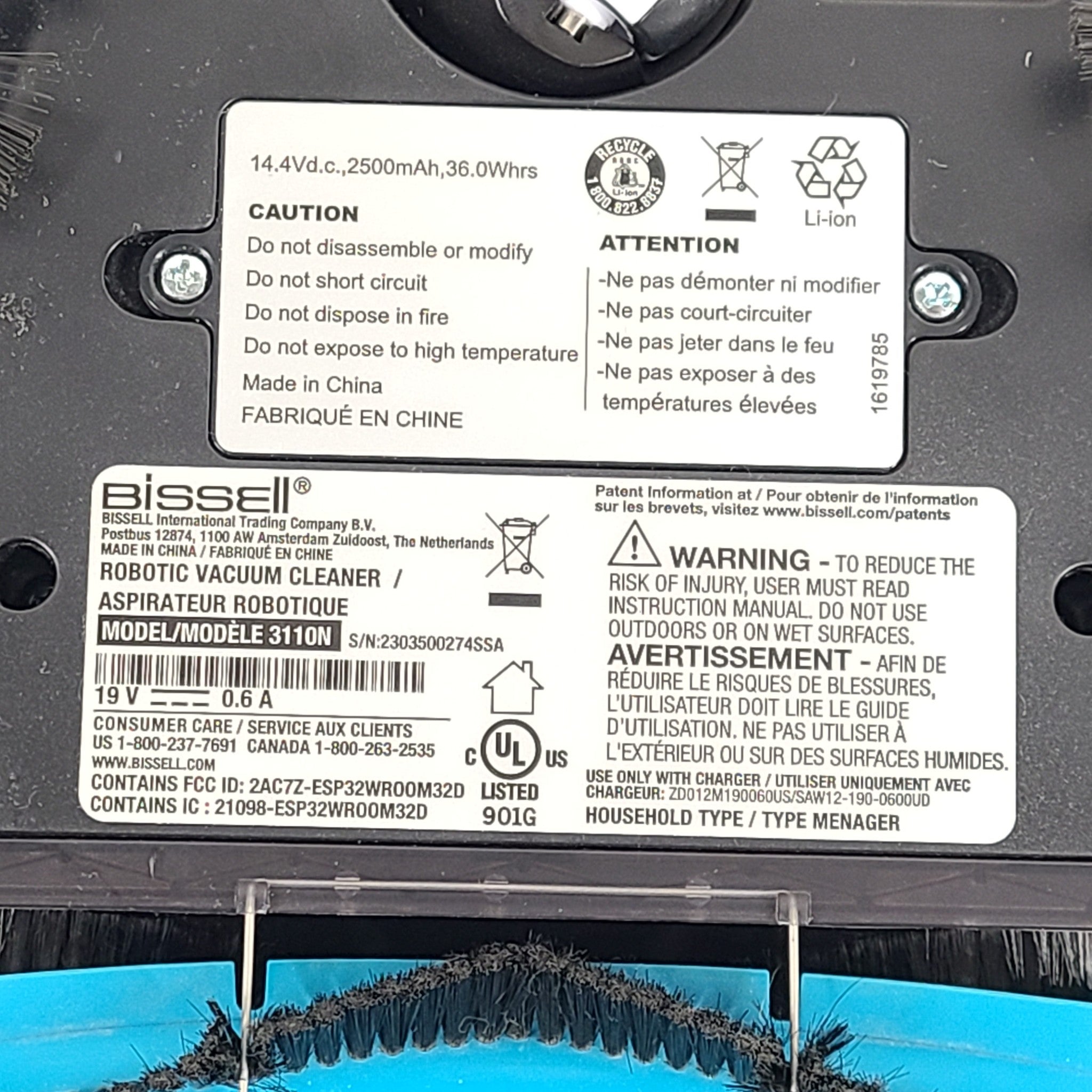 BISSELL EV775 Wi-Fi Robot Vacuum SmartSense Multi-Surface Clean 3110N NO DOCK