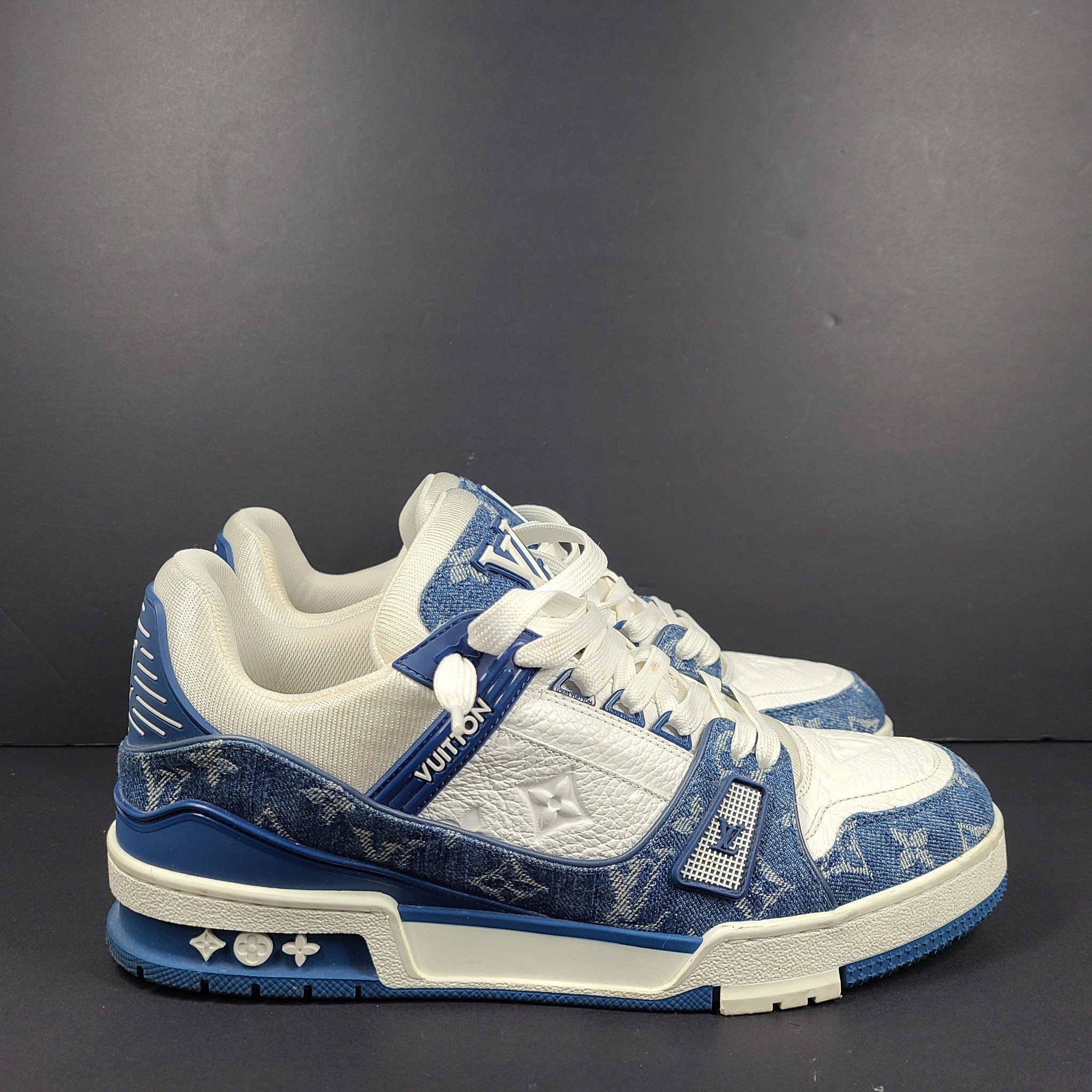Louis Vuitton Men's LV Trainer Sneaker Monogram Denim x Leather Shoes 1A9JGS 8