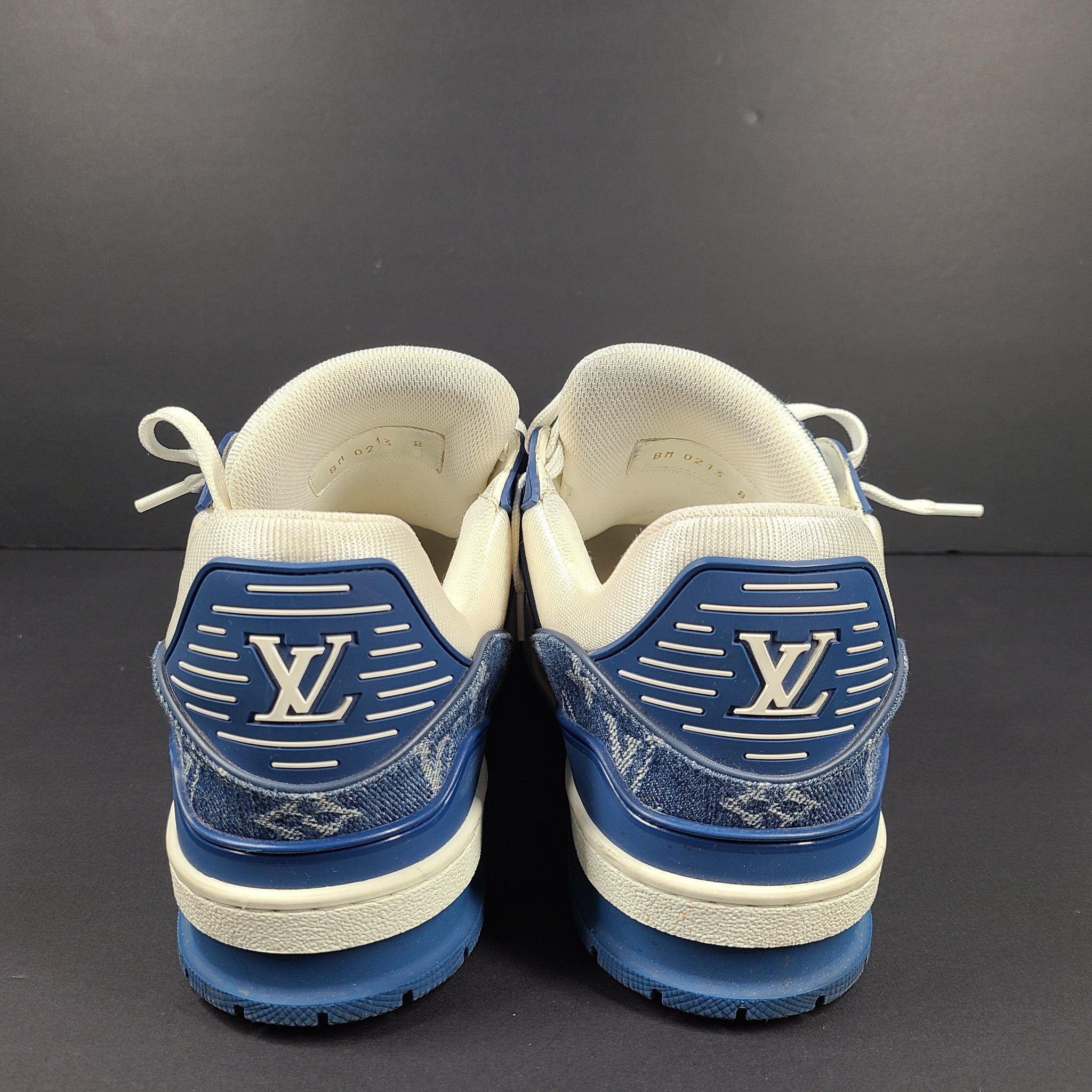 Louis Vuitton Men's LV Trainer Sneaker Monogram Denim x Leather Shoes 1A9JGS 8