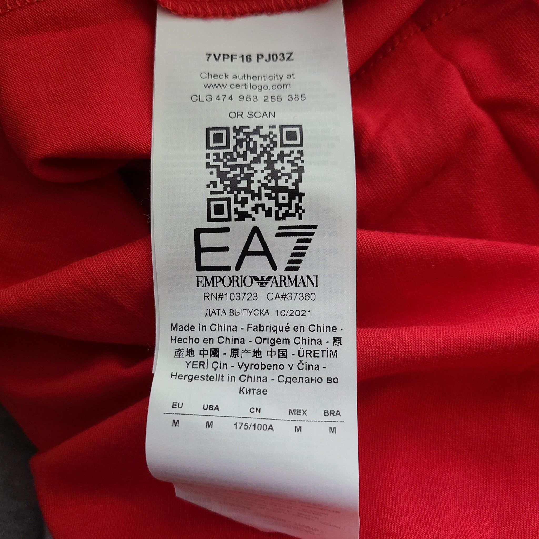 Emporio Armani EA7 Men's Core Identity Stretch Polo Shirt Red Cotton Pique M NWT