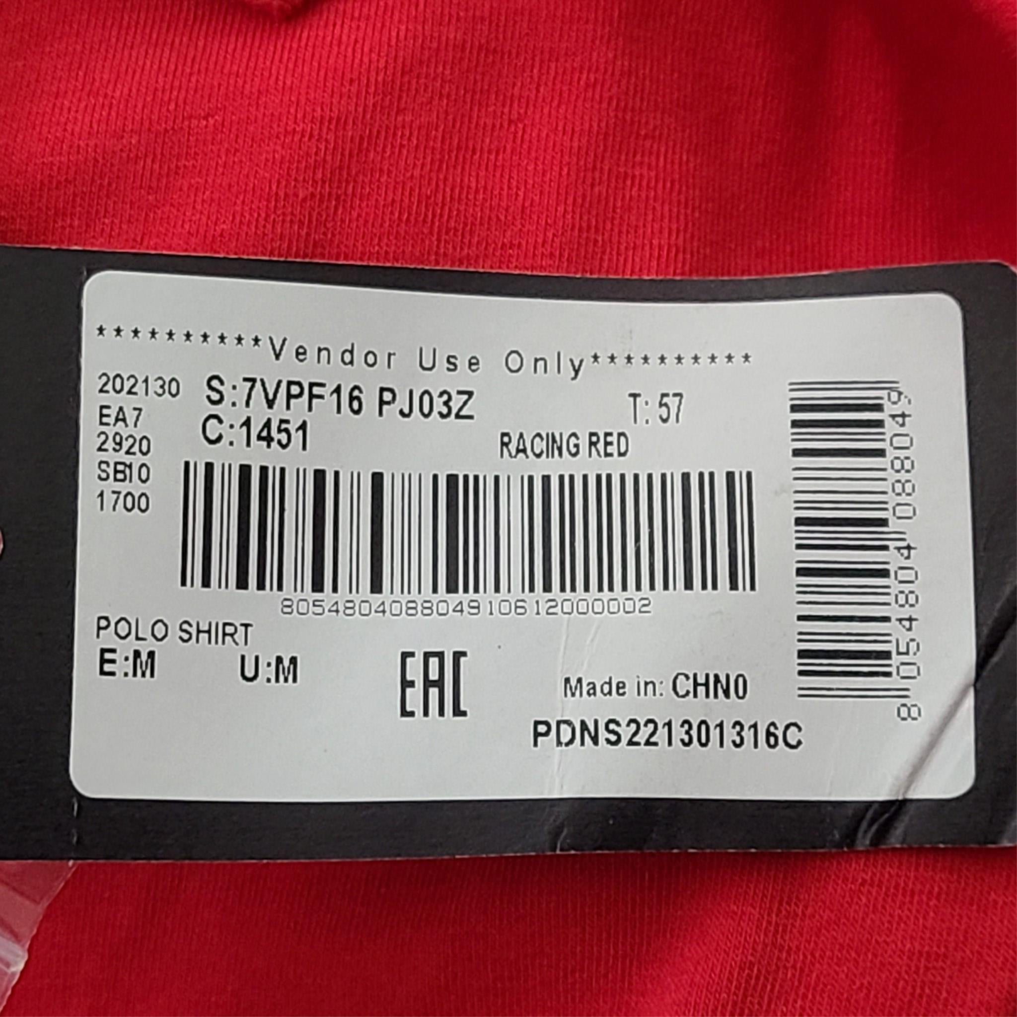 Emporio Armani EA7 Men's Core Identity Stretch Polo Shirt Red Cotton Pique M NWT