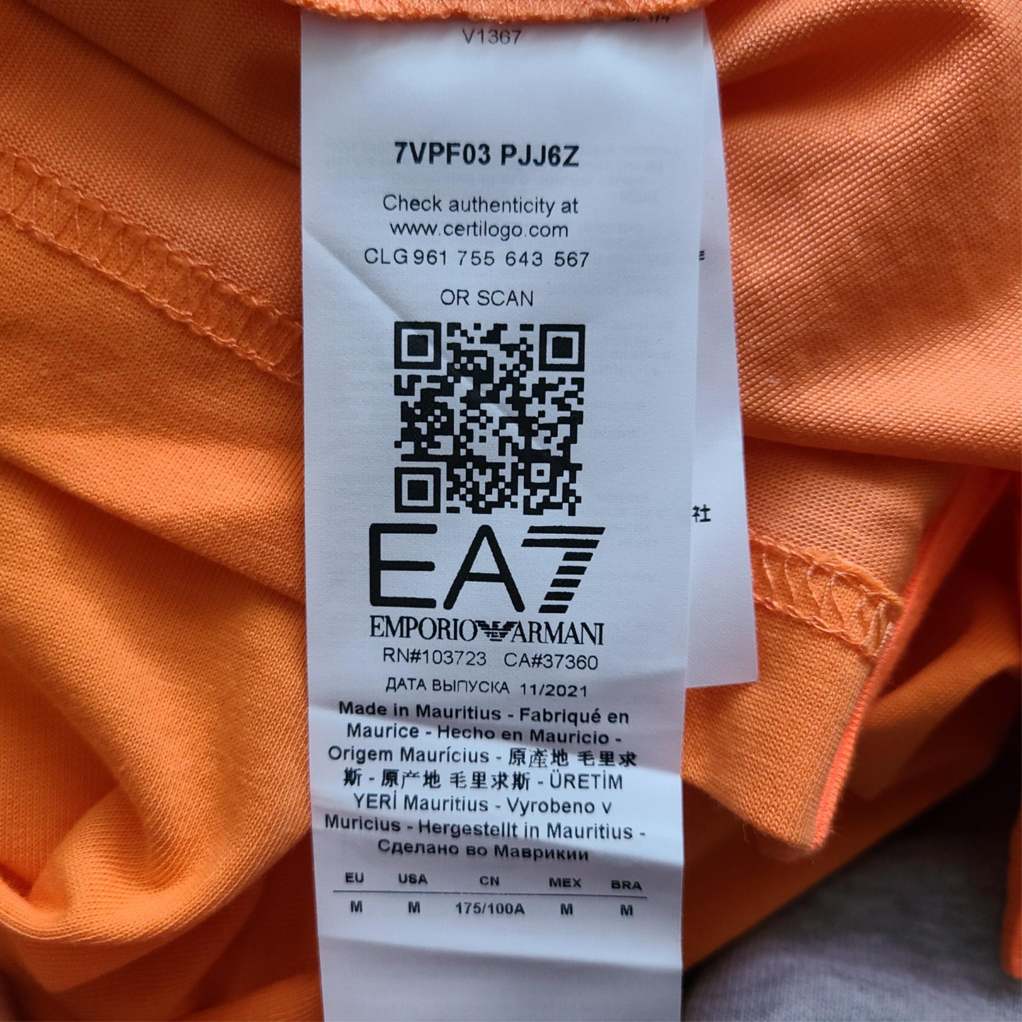 Emporio Armani EA7 Men's Natural Ventus 7 Stretch Polo Shirt Orange M NWT