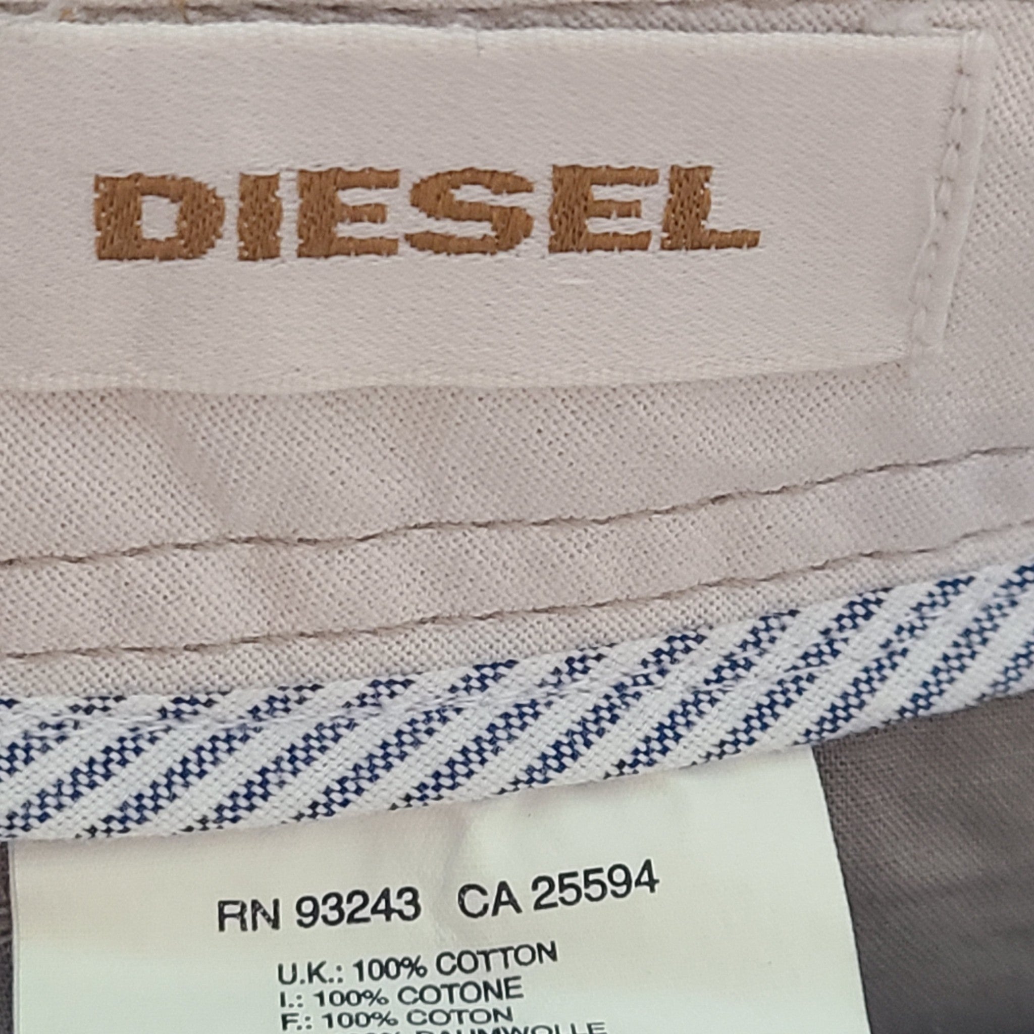 Diesel KRFT Men's Craft Pants Cotton Strap Detailing Cargo Khaki Sz 34 x 31