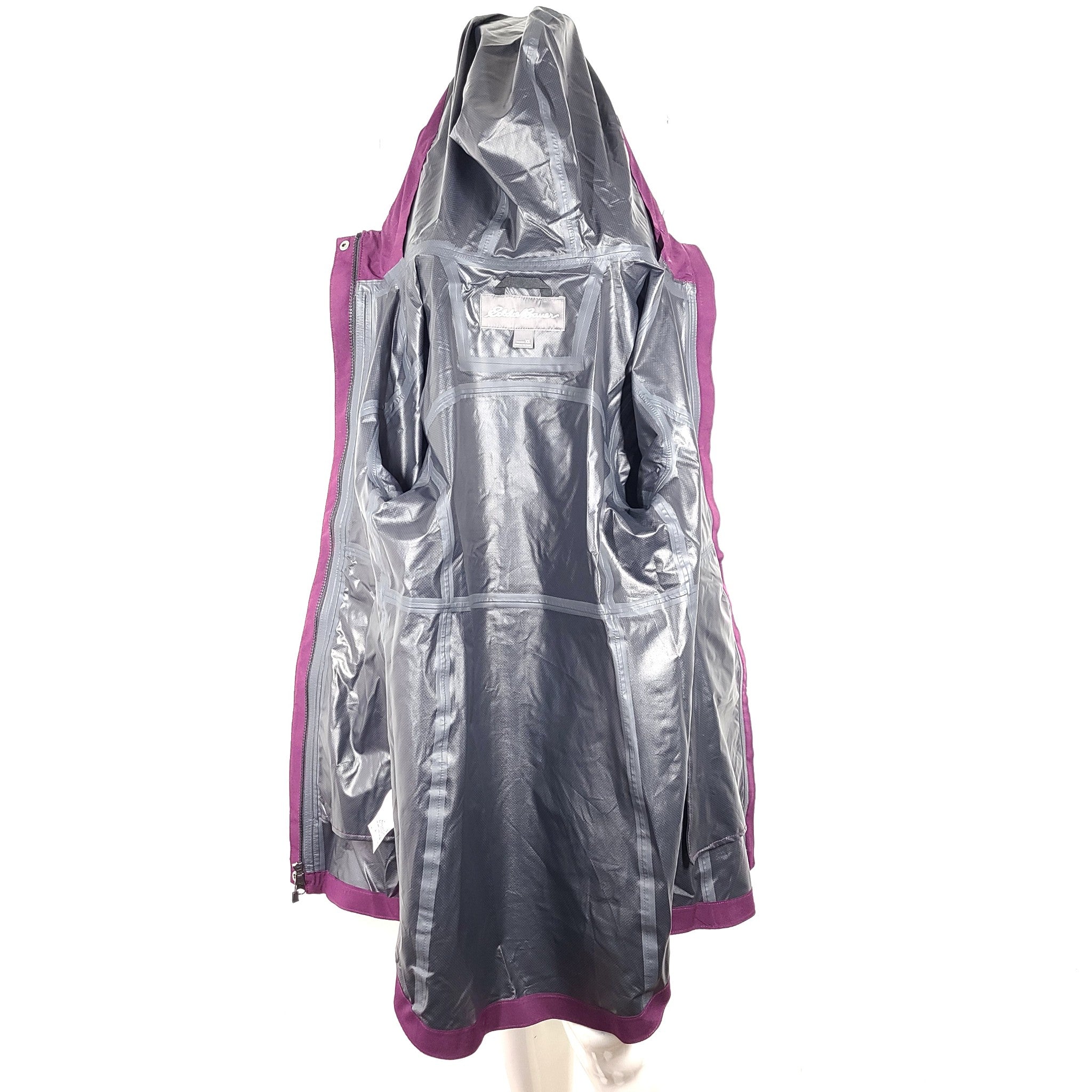 Eddie Bauer Women's Rain Jacket Hooded Coat Windproof Breathable Purple Sz XS