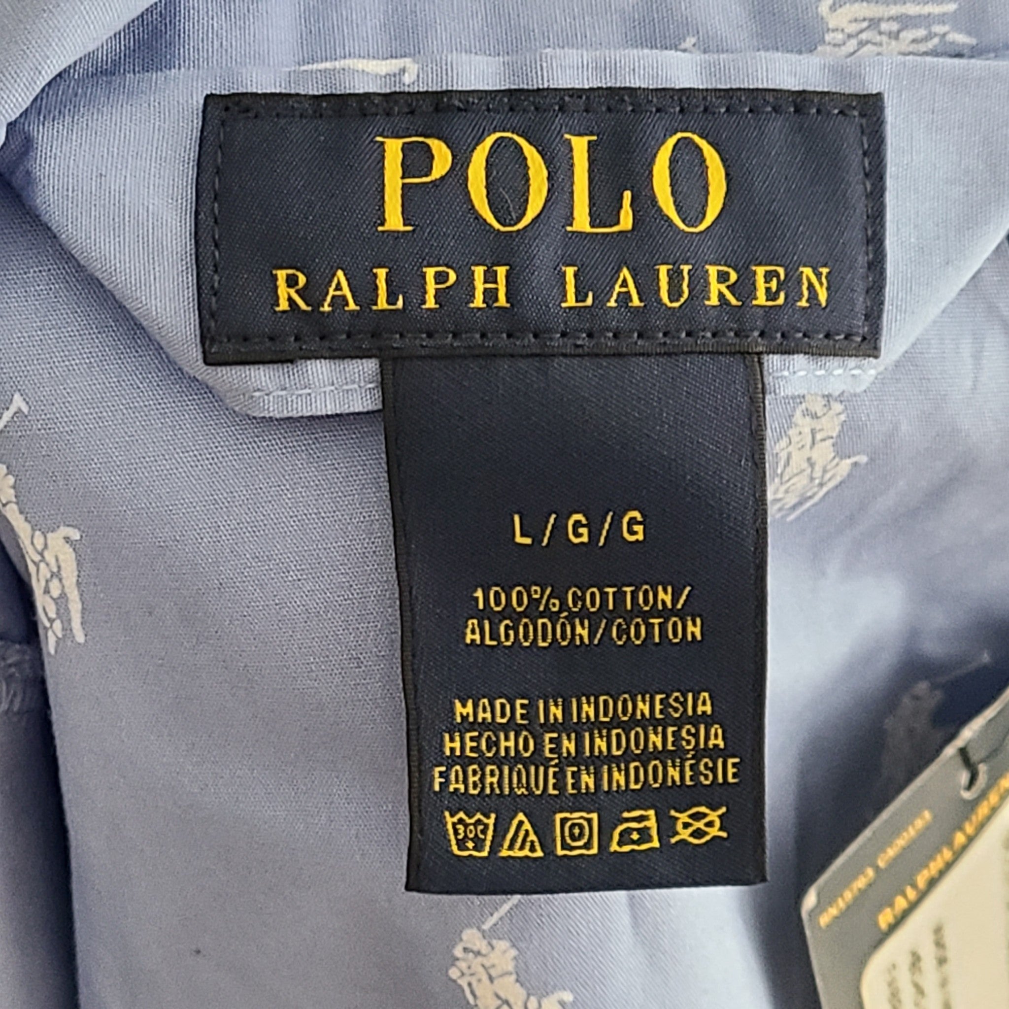 Polo Ralph Lauren Men's Allover Pony Pajama Shirt Cotton Long Sleeve Blue L NWT