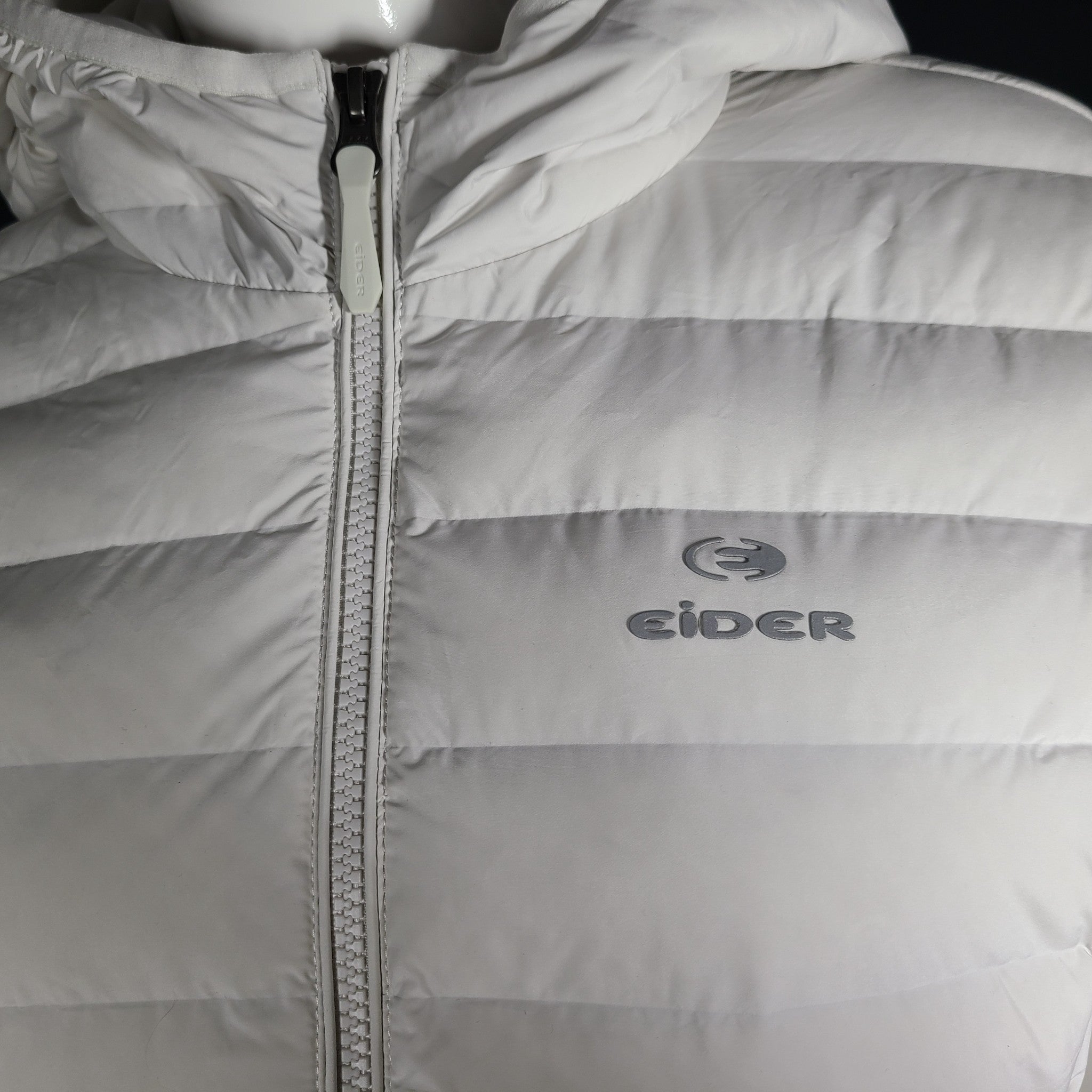 Eider Women's Down Puffer Jacket Mid Length Hooded Lightweight White Sz XL
