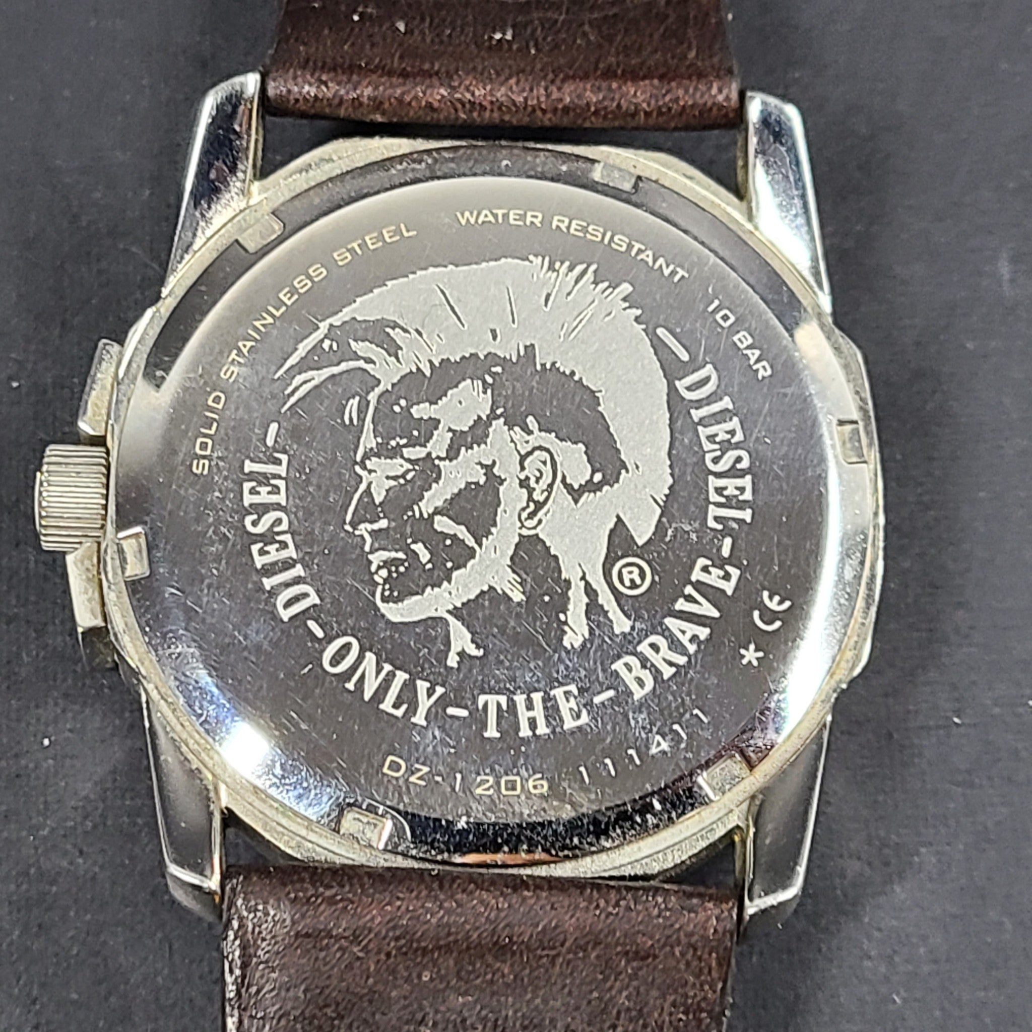 Diesel Men's DZ-1206 Master Chief Watch 45mm Silver Tone Leather Band