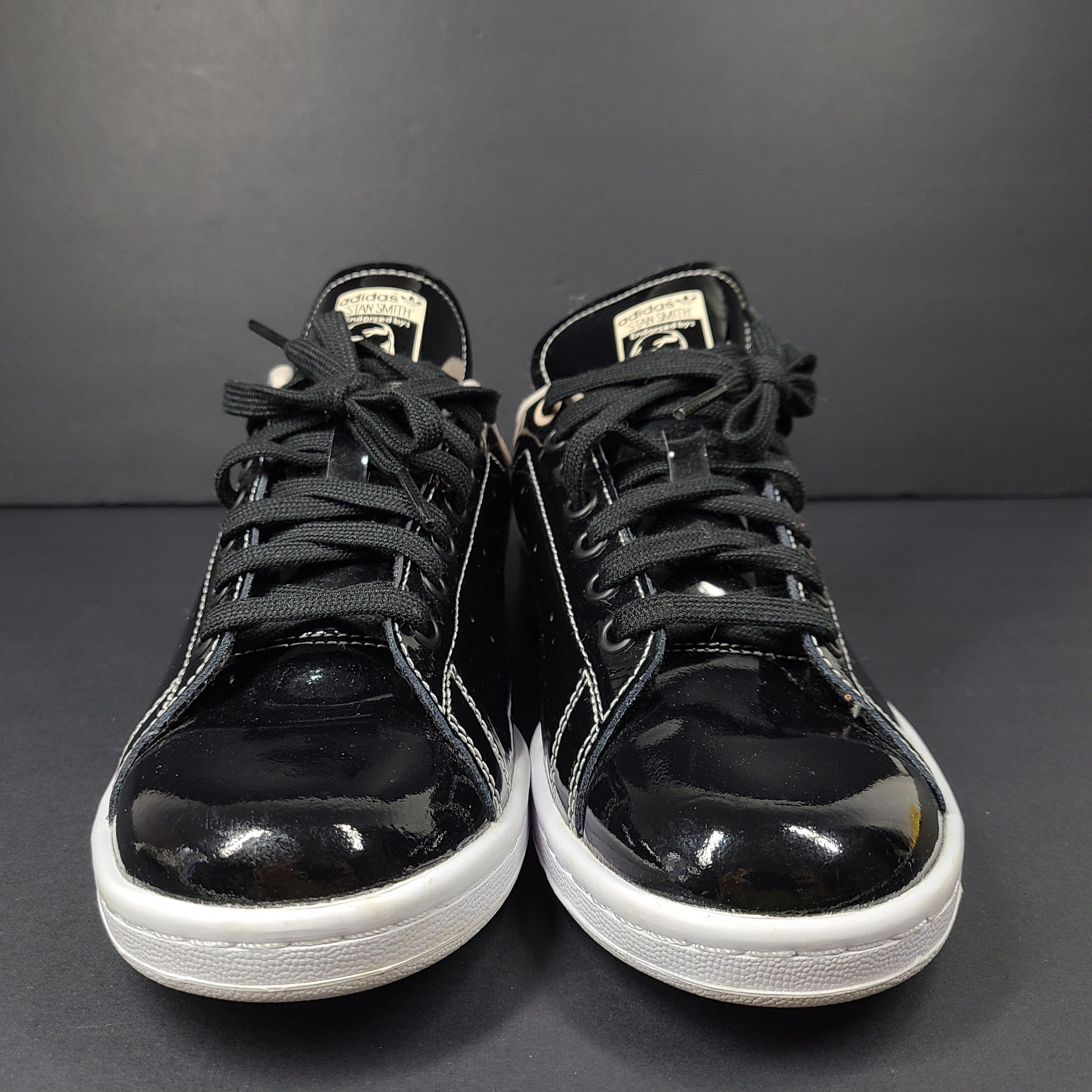 Adidas Stan Smith Women's Sneakers FW2299 Glossy 'Black Pink Glam' Patent Sz 8