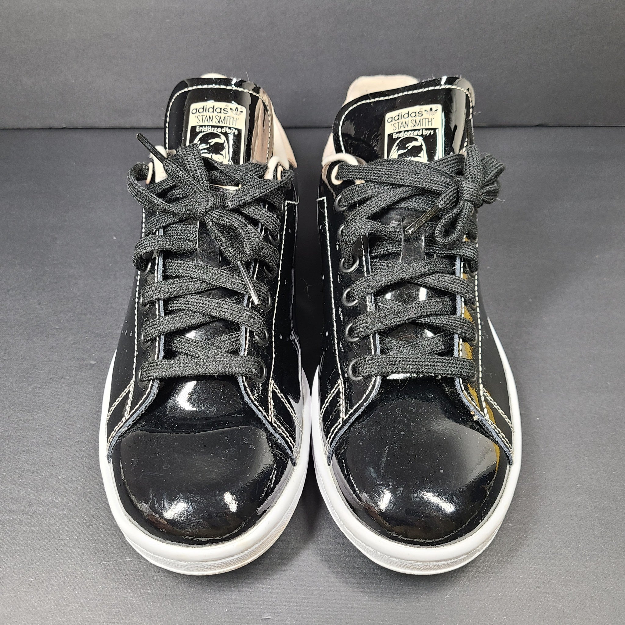Adidas Stan Smith Women's Sneakers FW2299 Glossy 'Black Pink Glam' Patent Sz 8