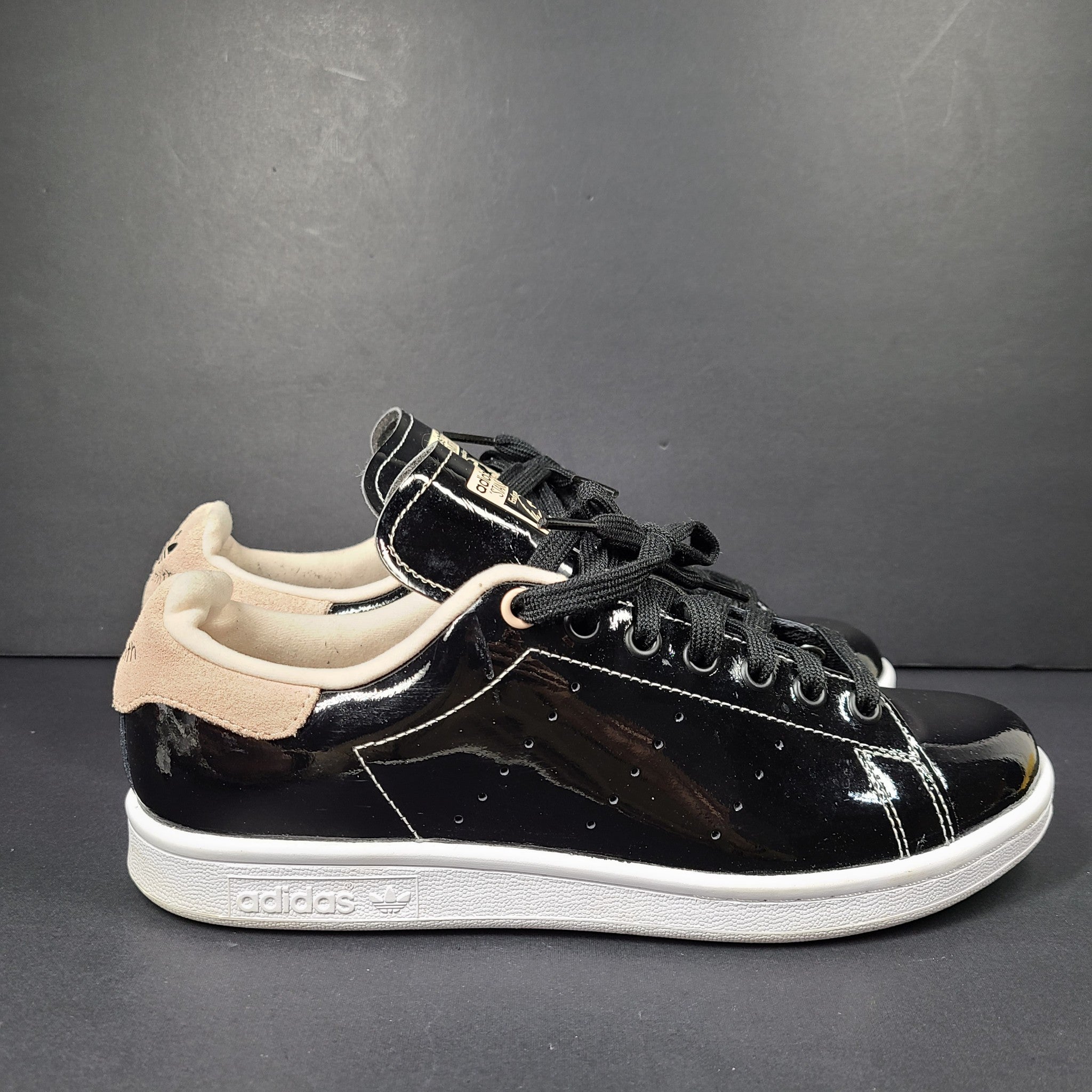 Adidas Stan Smith Women's Sneakers FW2299 Glossy 'Black Pink Glam' Patent Sz 8