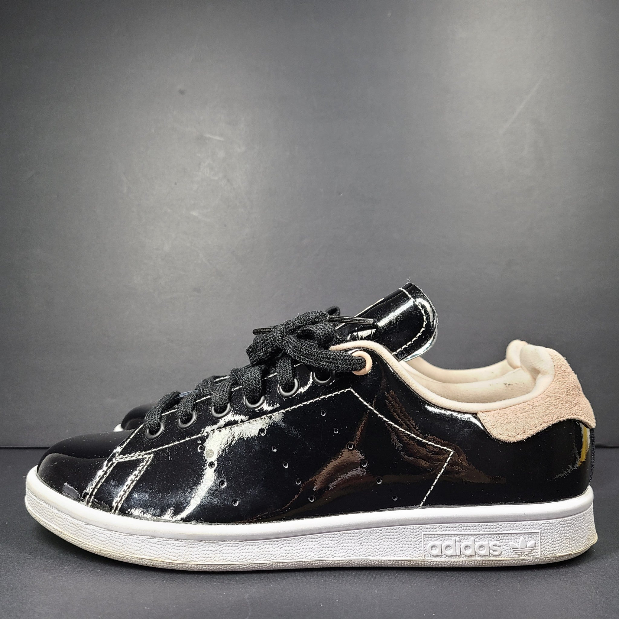 Adidas Stan Smith Women's Sneakers FW2299 Glossy 'Black Pink Glam' Patent Sz 8