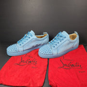 Christian Louboutin Louis Junior Spikes Sneakers Veau Velours Shoes Blue US 9.5