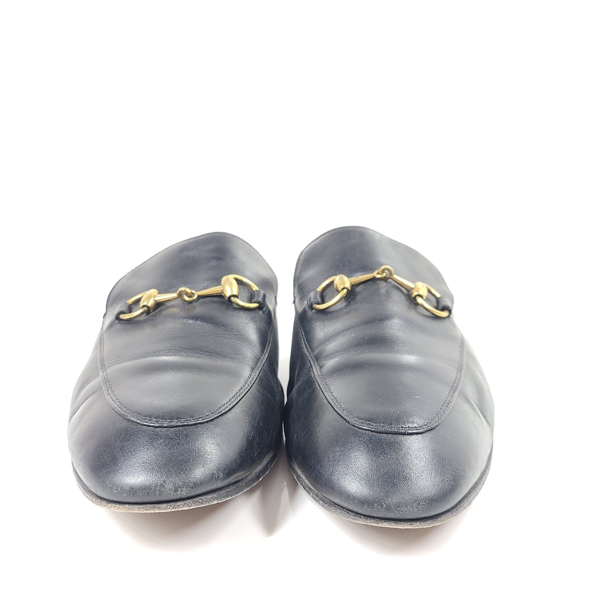 Gucci Men's Princetown Leather Mules Slippers Black Sz 44 / 10.5 US READ