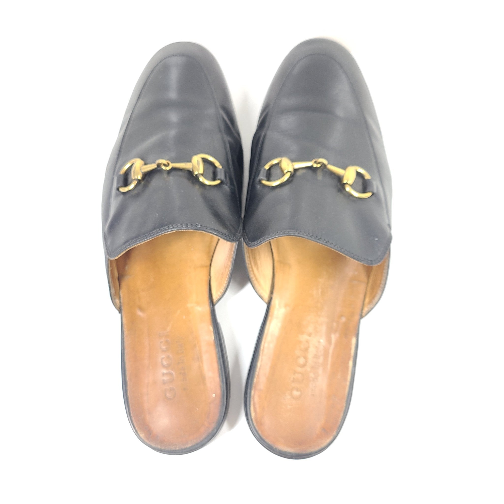 Gucci Men's Princetown Leather Mules Slippers Black Sz 44 / 10.5 US READ