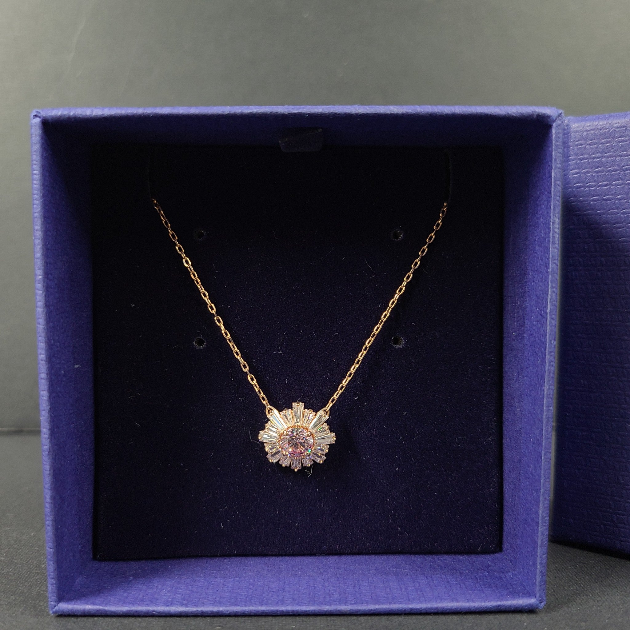 Swarovski Idyllia Sunshine Crystal Pendant Necklace Pink Rose Gold 5642961
