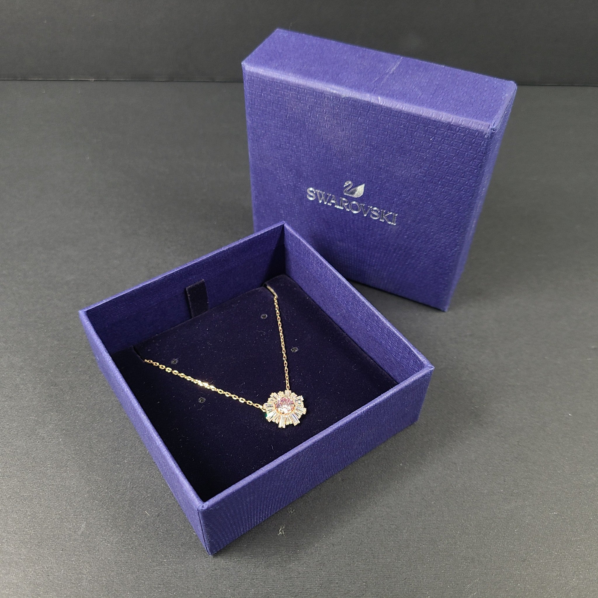 Swarovski Idyllia Sunshine Crystal Pendant Necklace Pink Rose Gold 5642961