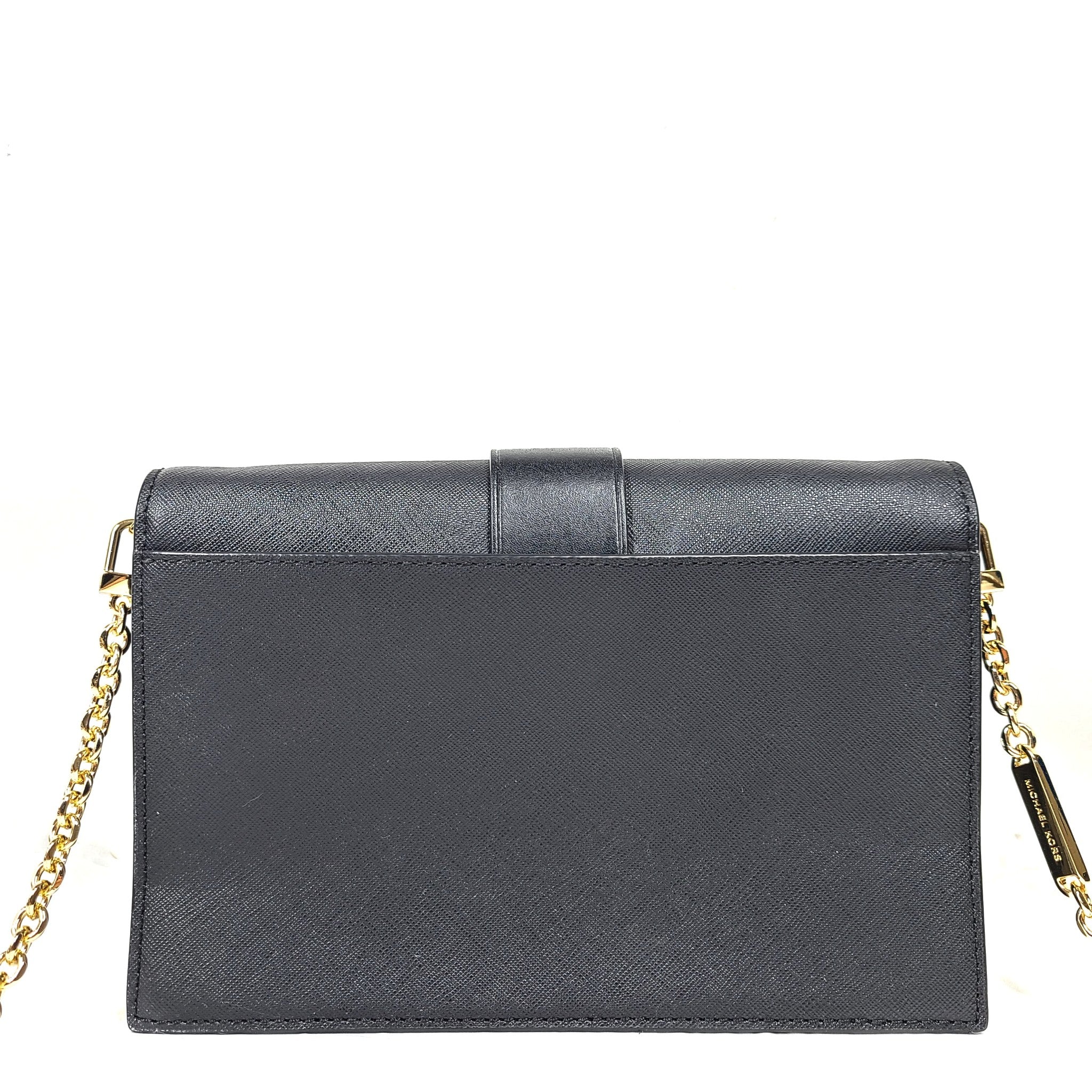 Michael Kors Crossbody Handbag Bag Greenwich Small Saffiano Leather Chain Black
