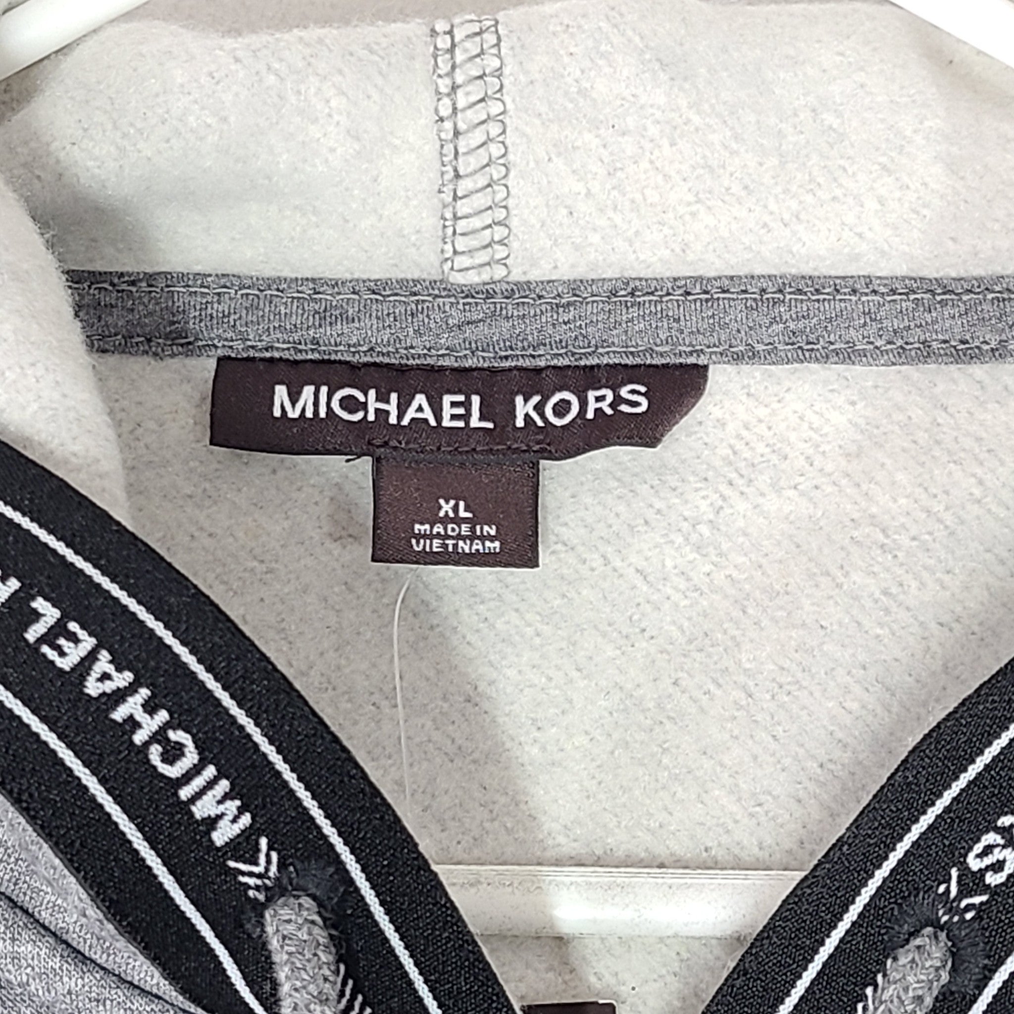 Michael Kors Men's Full Zip Hoodie Jacket Logo Tape Ash Melange Gray Sz XL NWT